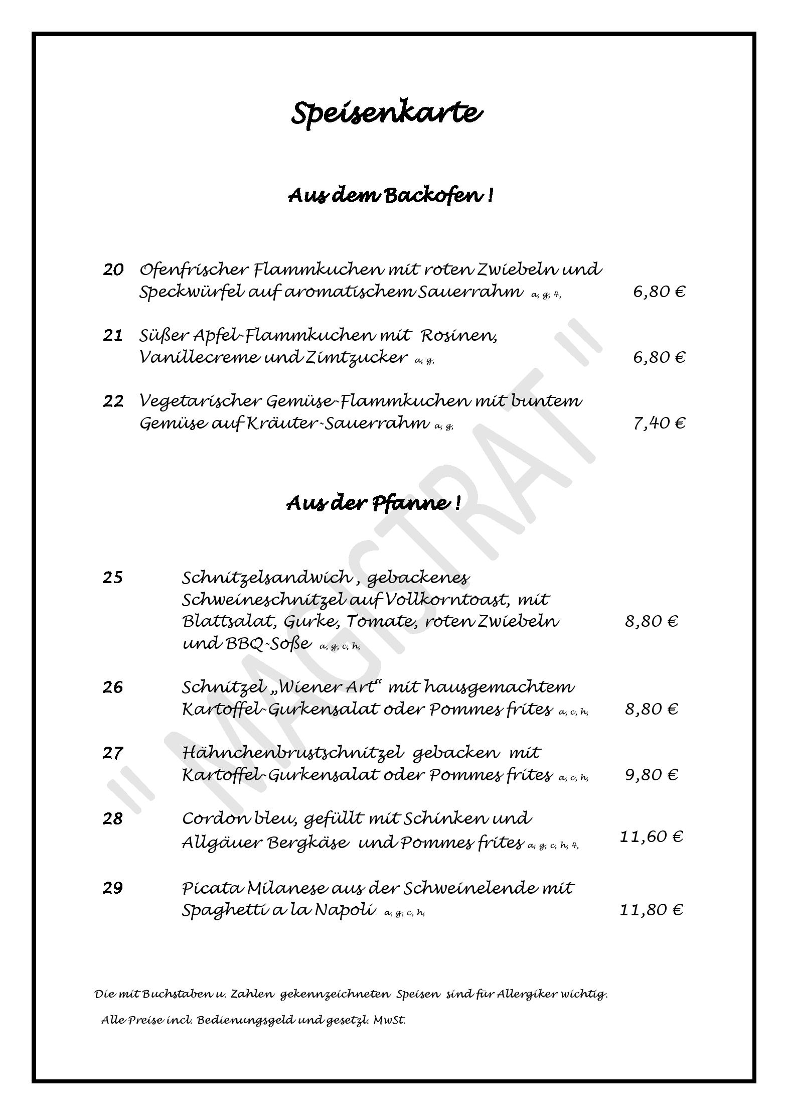 Speisekarte MAGISTRAT in Friedberg, Seite 2