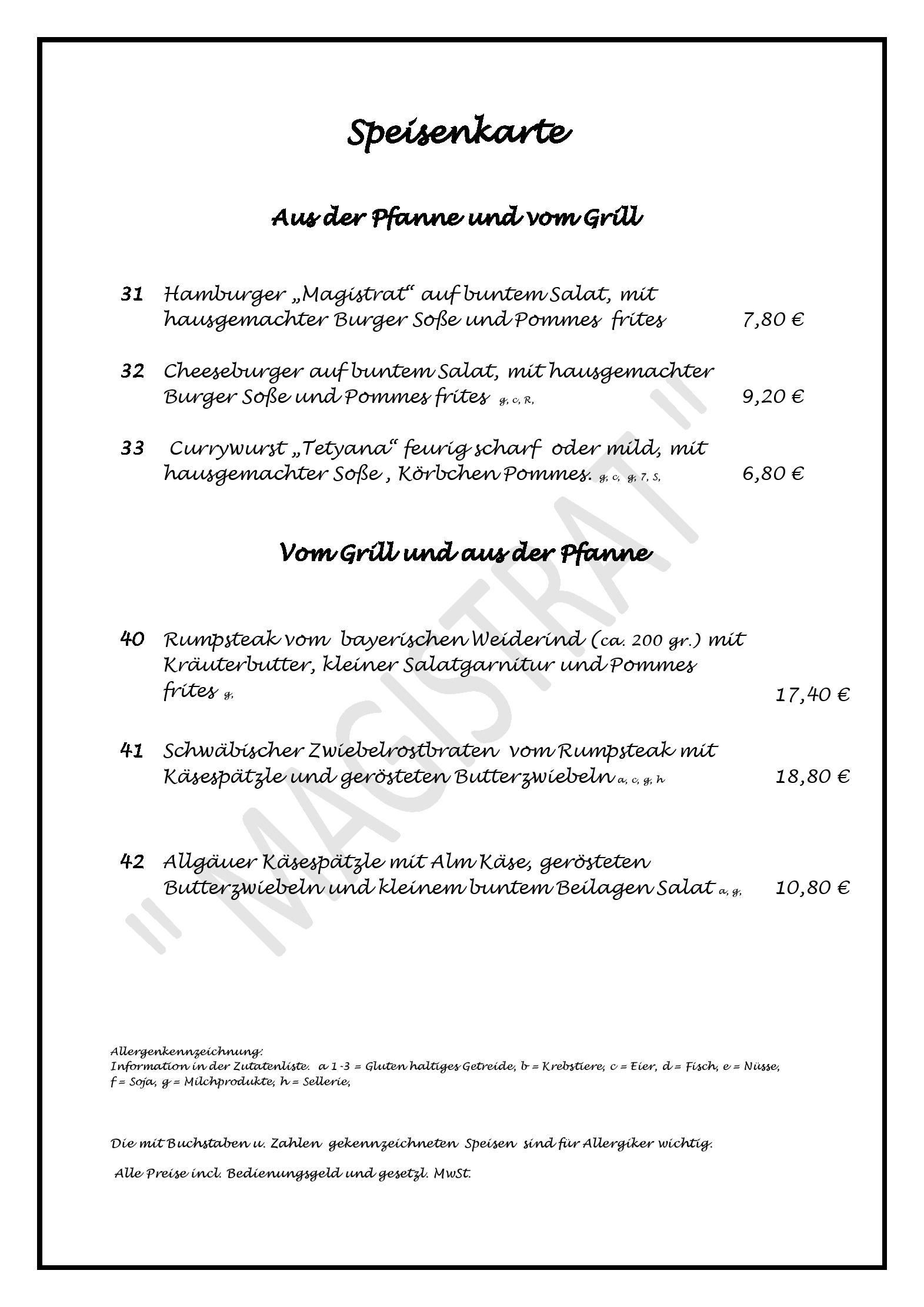 Speisekarte MAGISTRAT in Friedberg, Seite 3