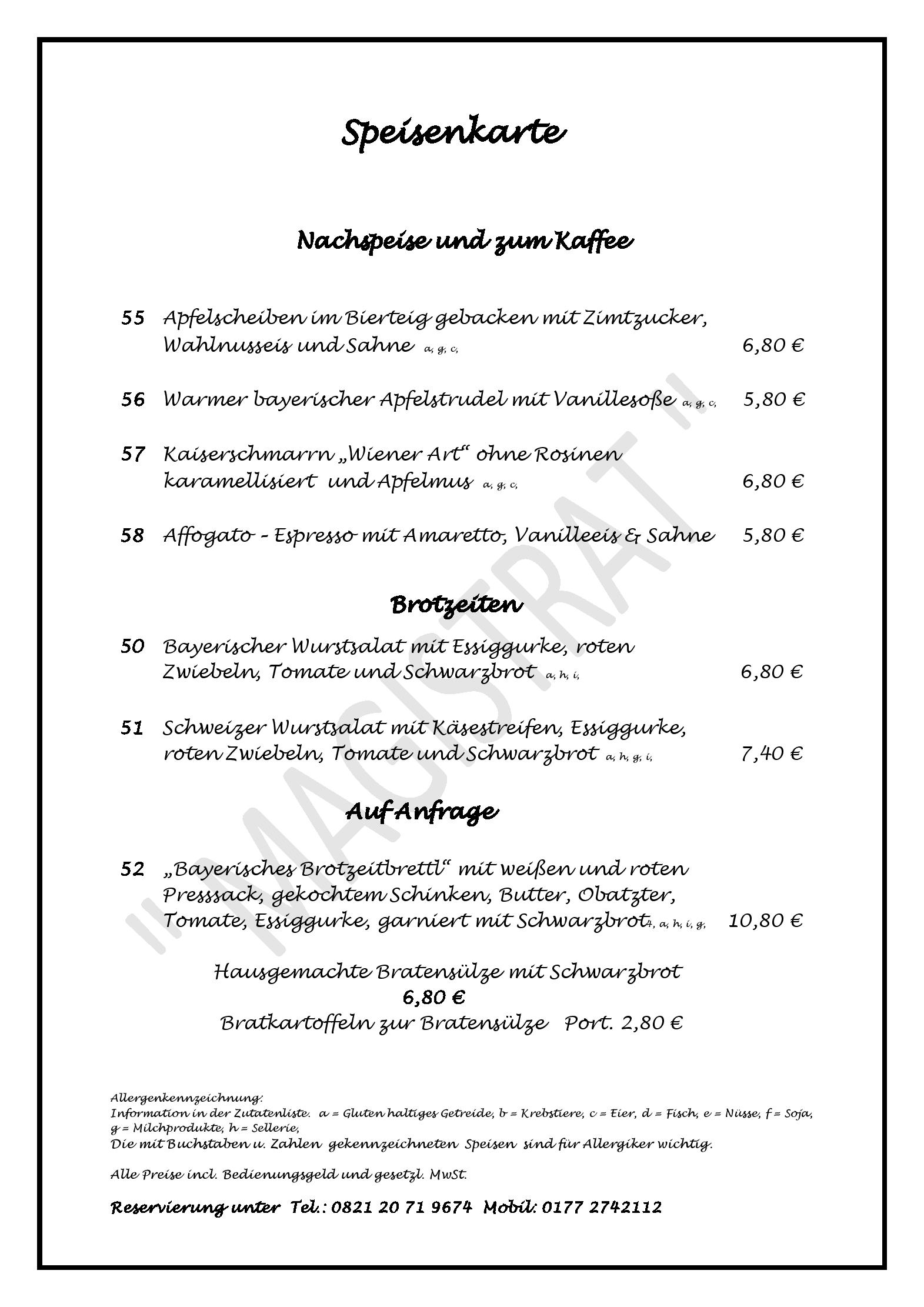 Speisekarte MAGISTRAT in Friedberg, Seite 4