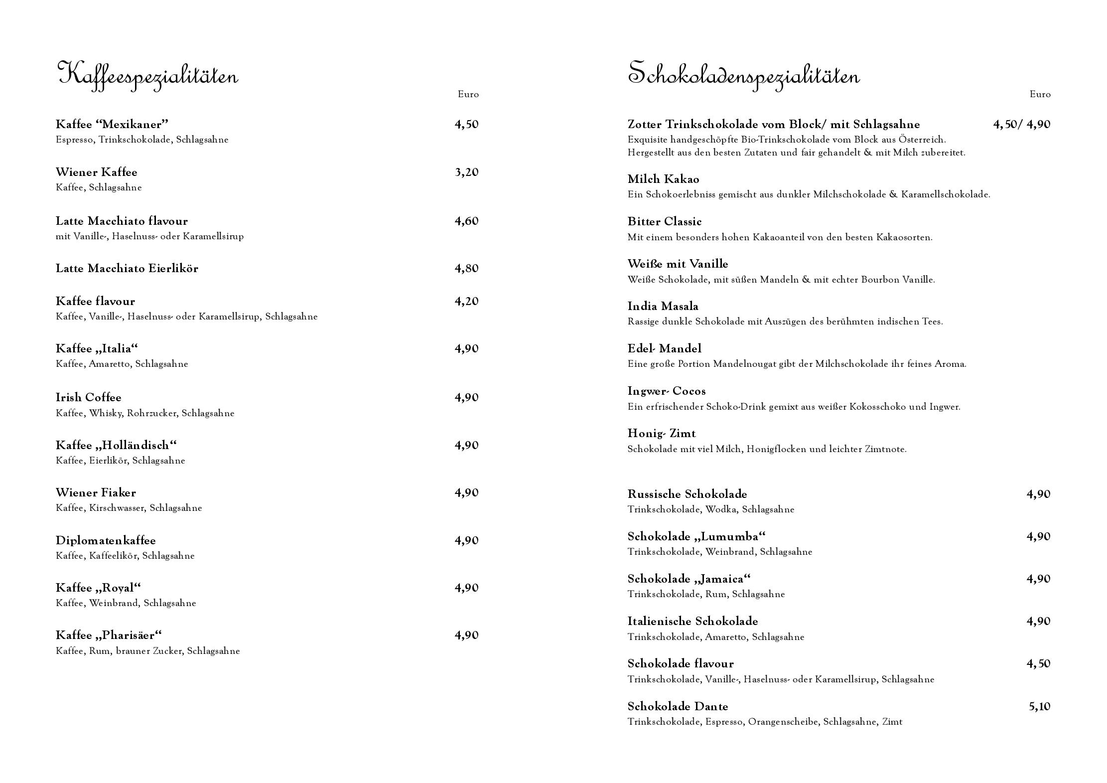 Speisekarte Restaurant & Cafe Drachenhaus in Potsdam, Seite 24