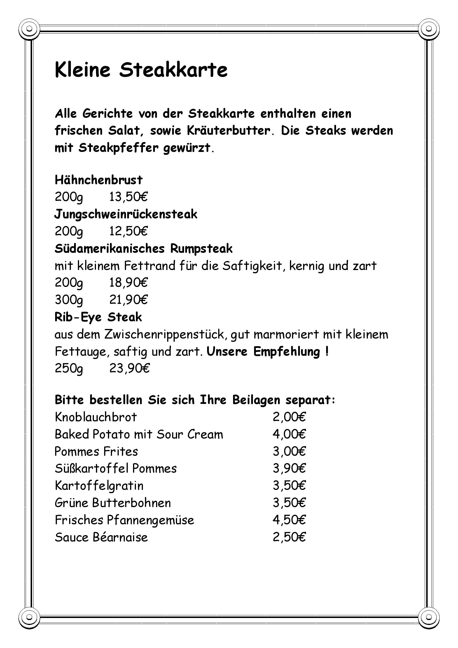 Speisekarte Das kleine Restaurant in Lübeck, Seite 4