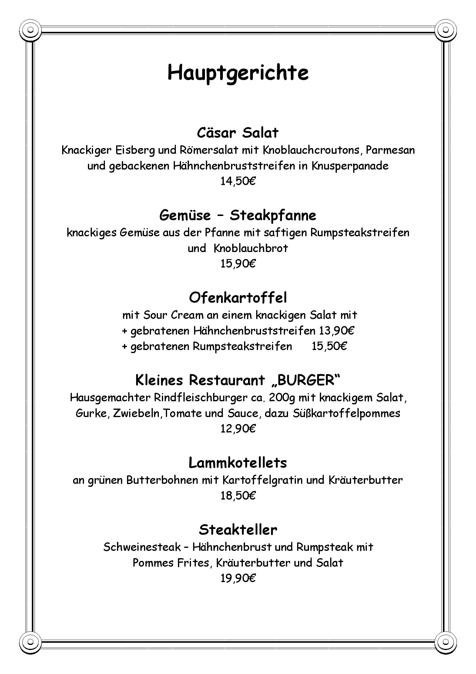 Speisekarte Das kleine Restaurant in Lübeck, Seite 5