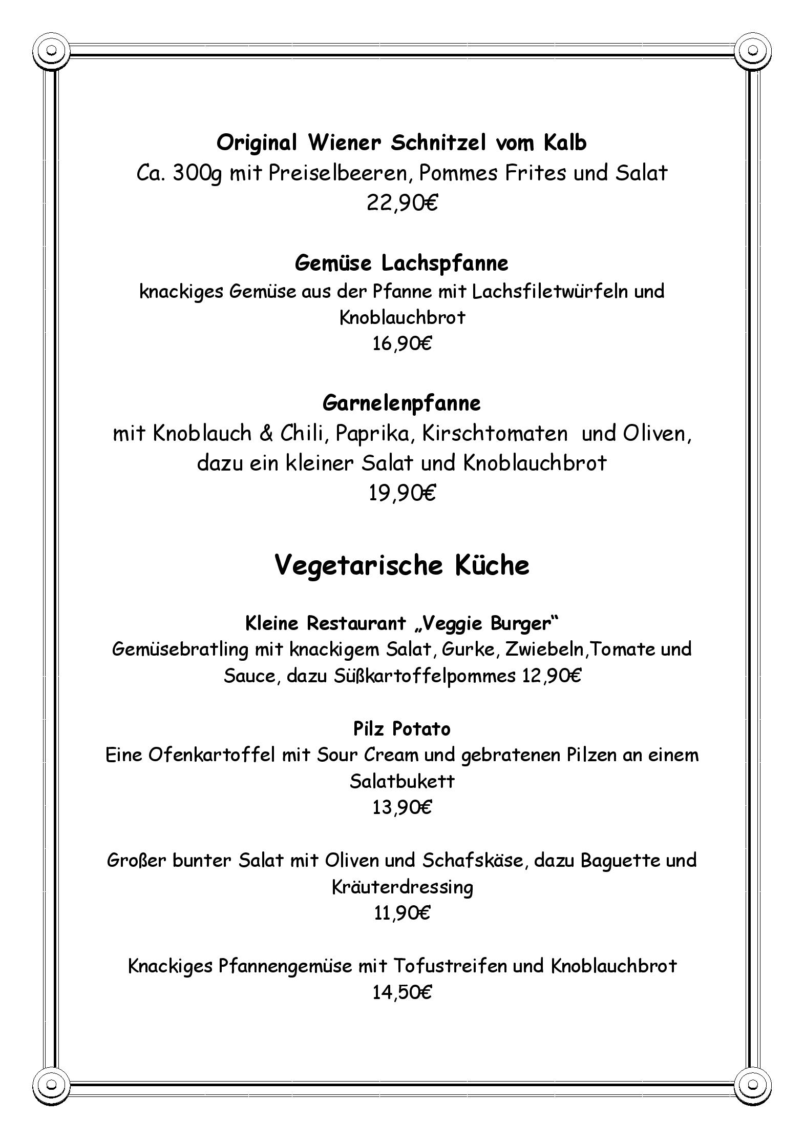 Speisekarte Das kleine Restaurant in Lübeck, Seite 6