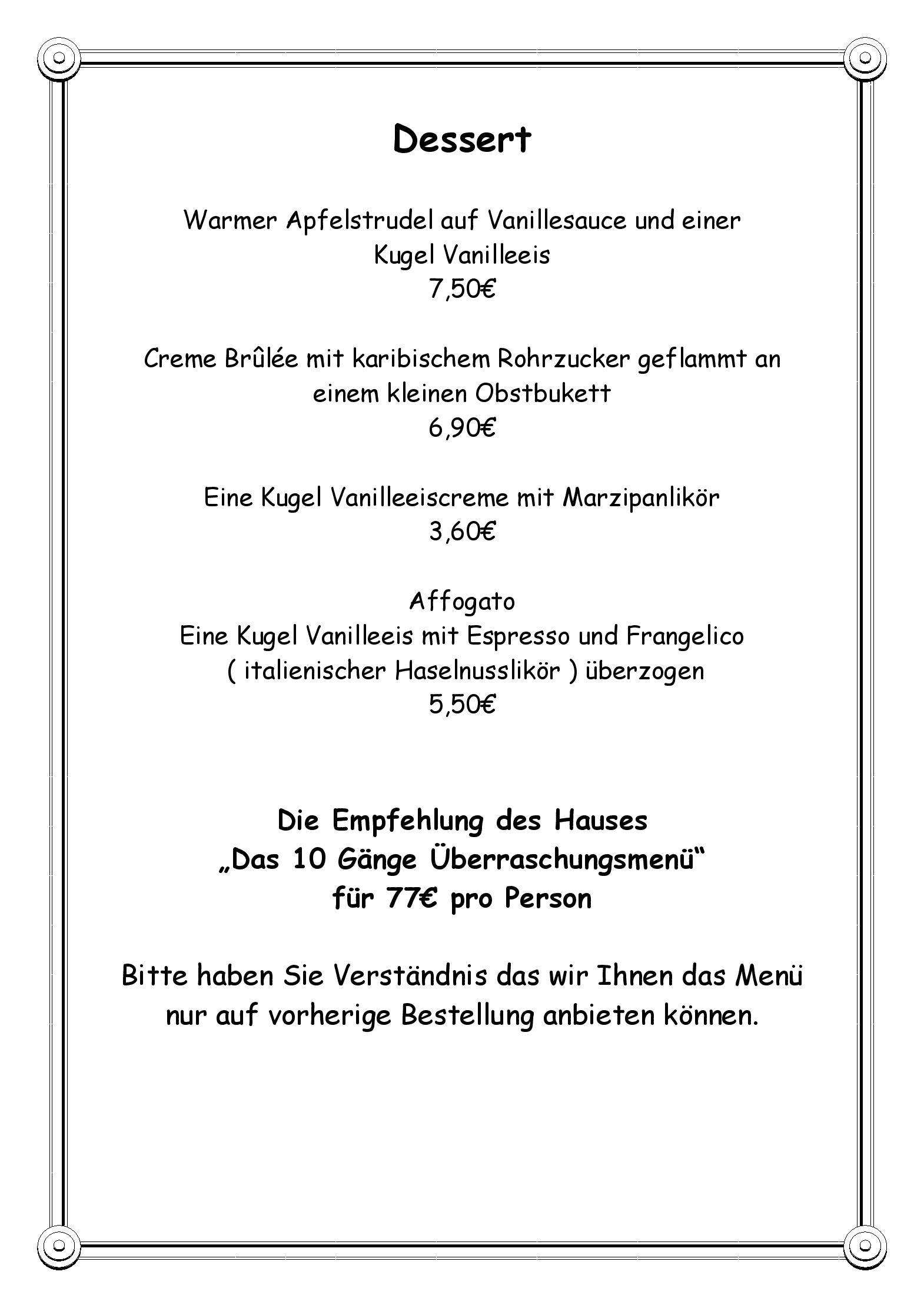 Speisekarte Das kleine Restaurant in Lübeck, Seite 7