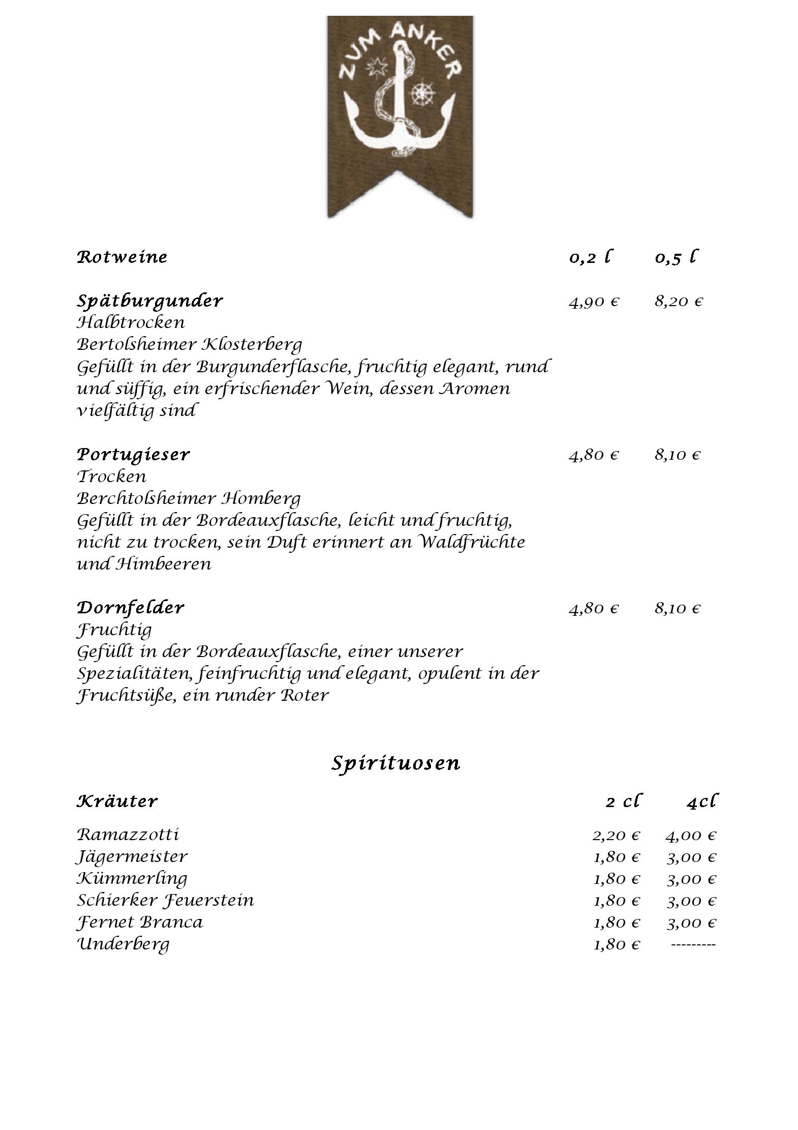 Speisekarte Zum Anker in Magdeburg, Seite 4