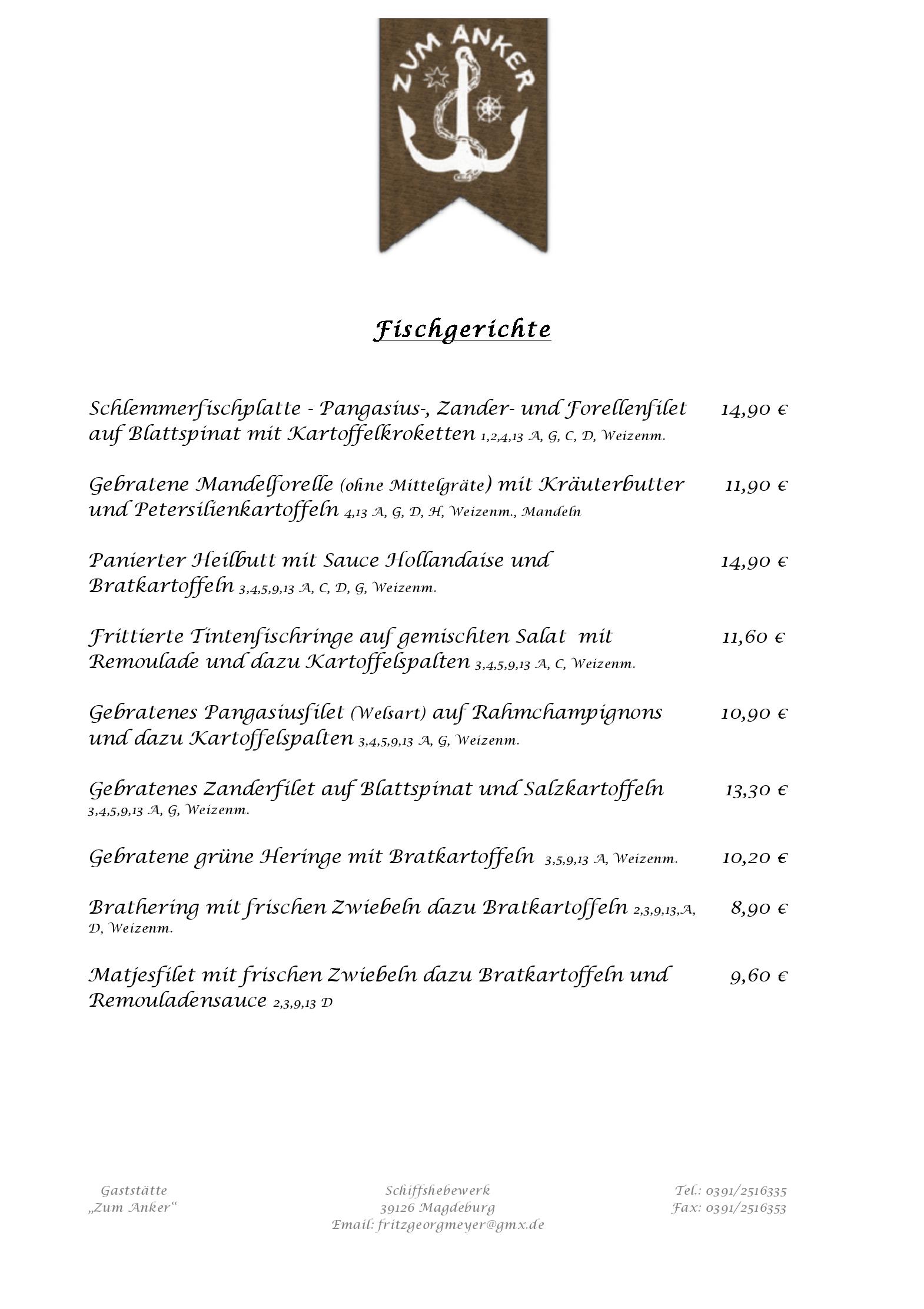 Speisekarte Zum Anker in Magdeburg, Seite 8