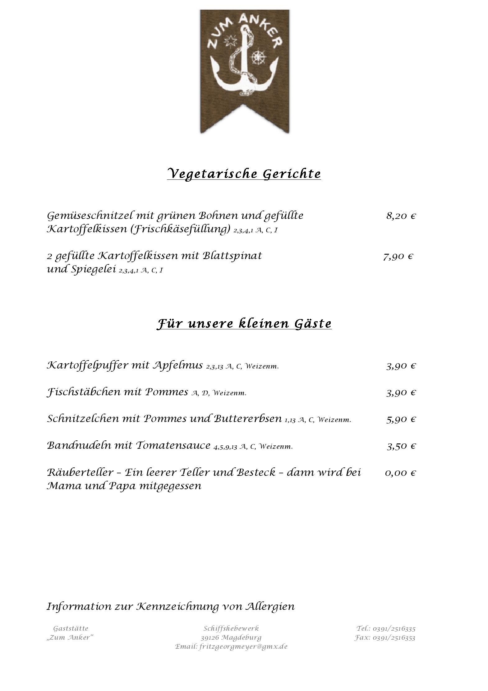 Speisekarte Zum Anker in Magdeburg, Seite 9