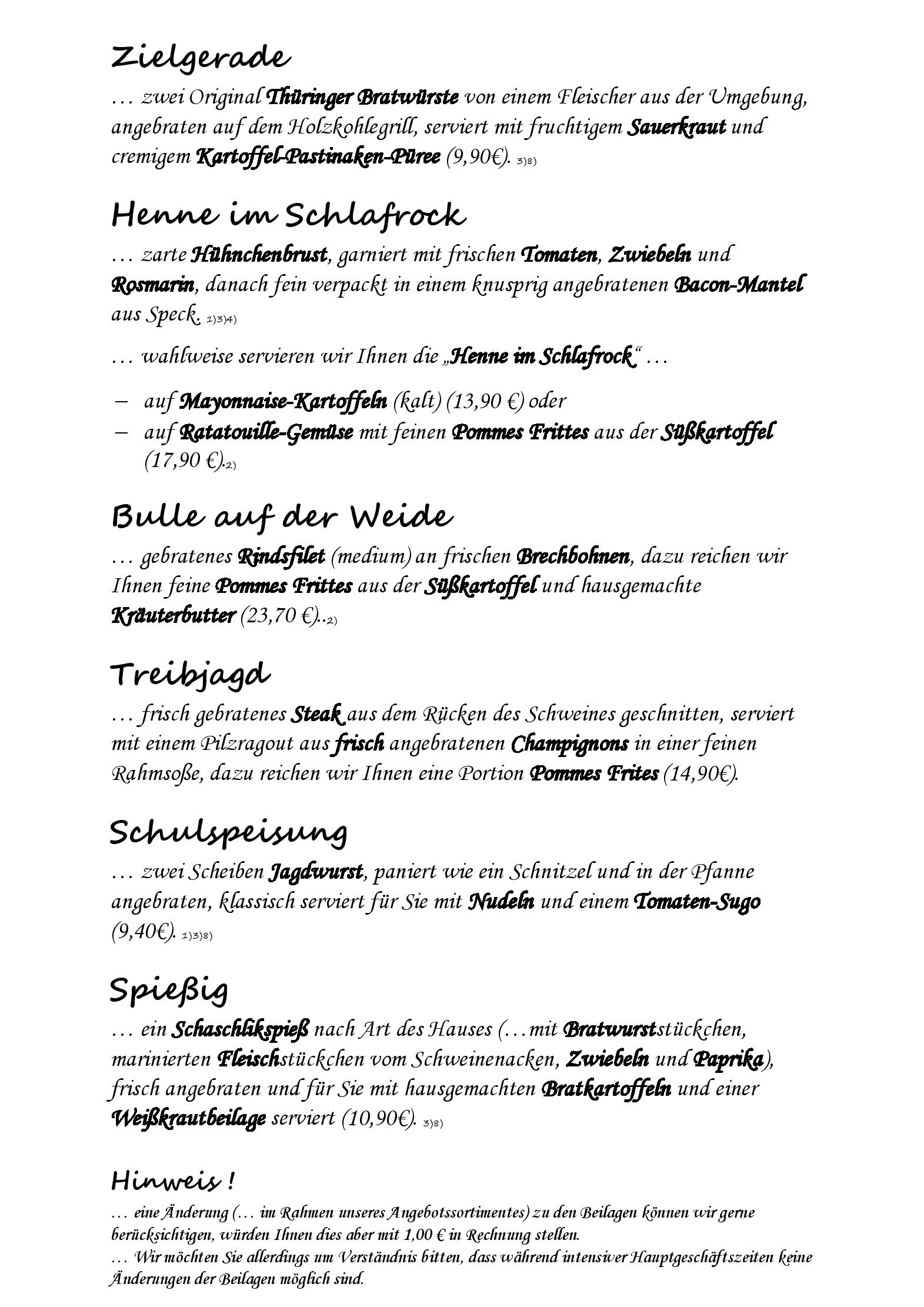 Speisekarte Obere Schweizerhütte in Oberhof, Seite 4