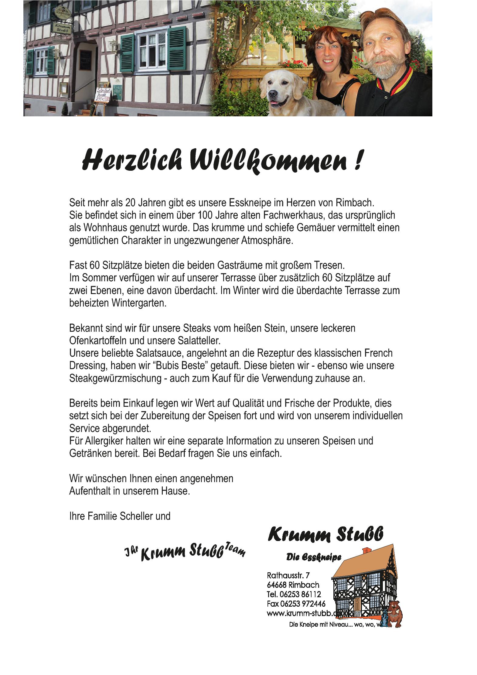 Speisekarte Krumm Stubb in Rimbach, Seite 1