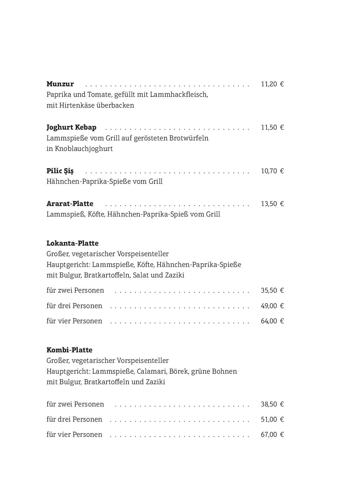 Speisekarte Restaurant Lokanta in Regensburg, Seite 6