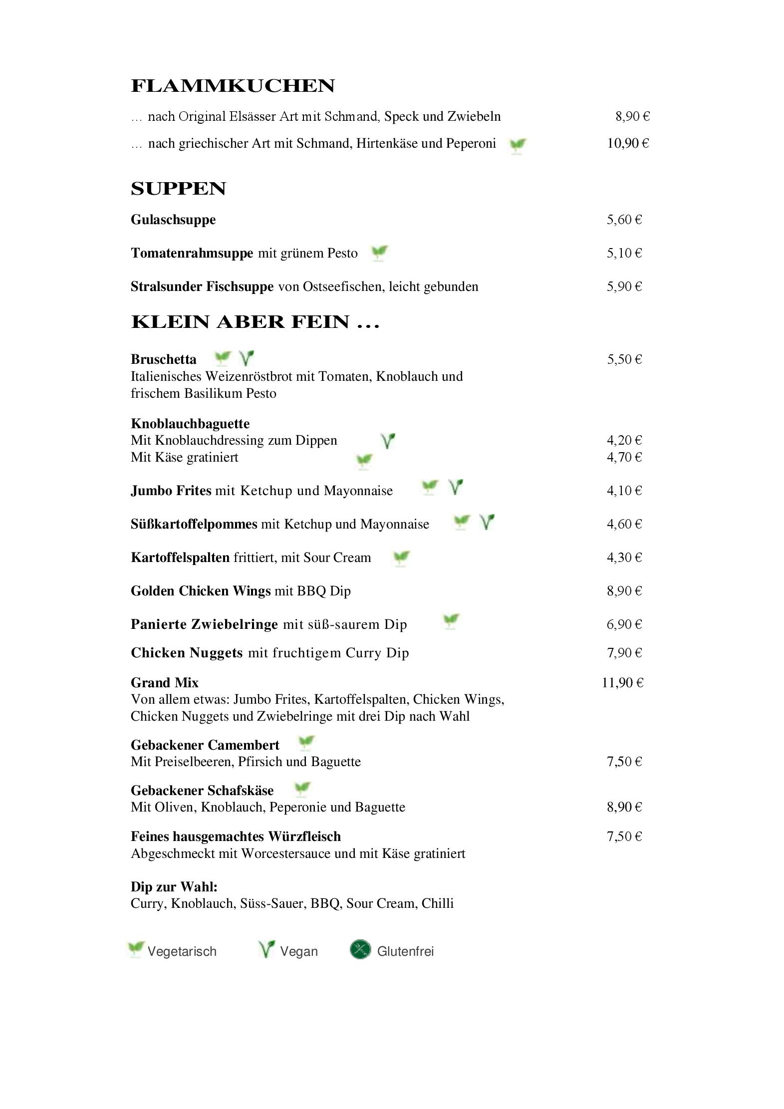 Speisekarte Brasserie Stralsund in Stralsund, Seite 13