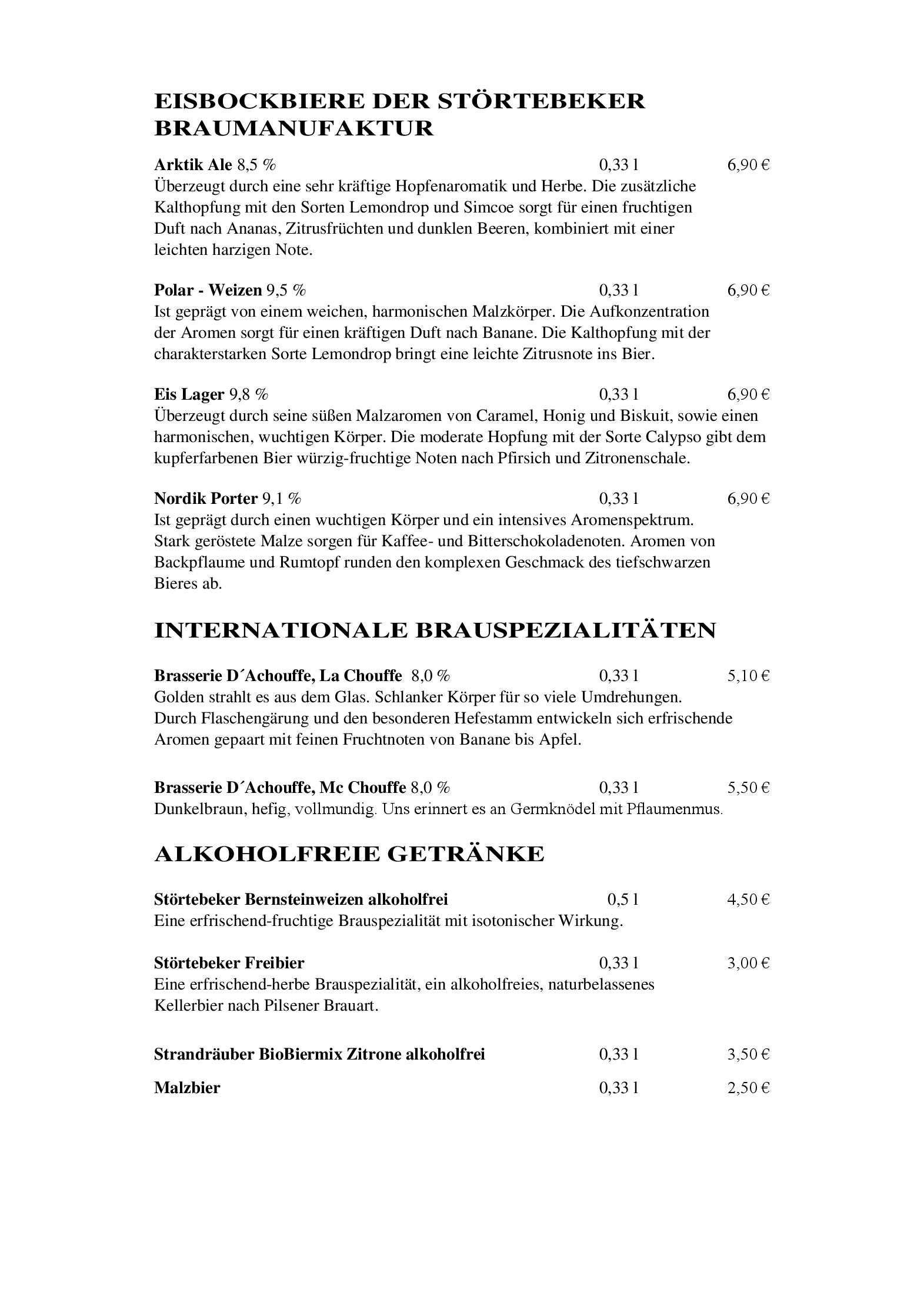 Speisekarte Brasserie Stralsund in Stralsund, Seite 3