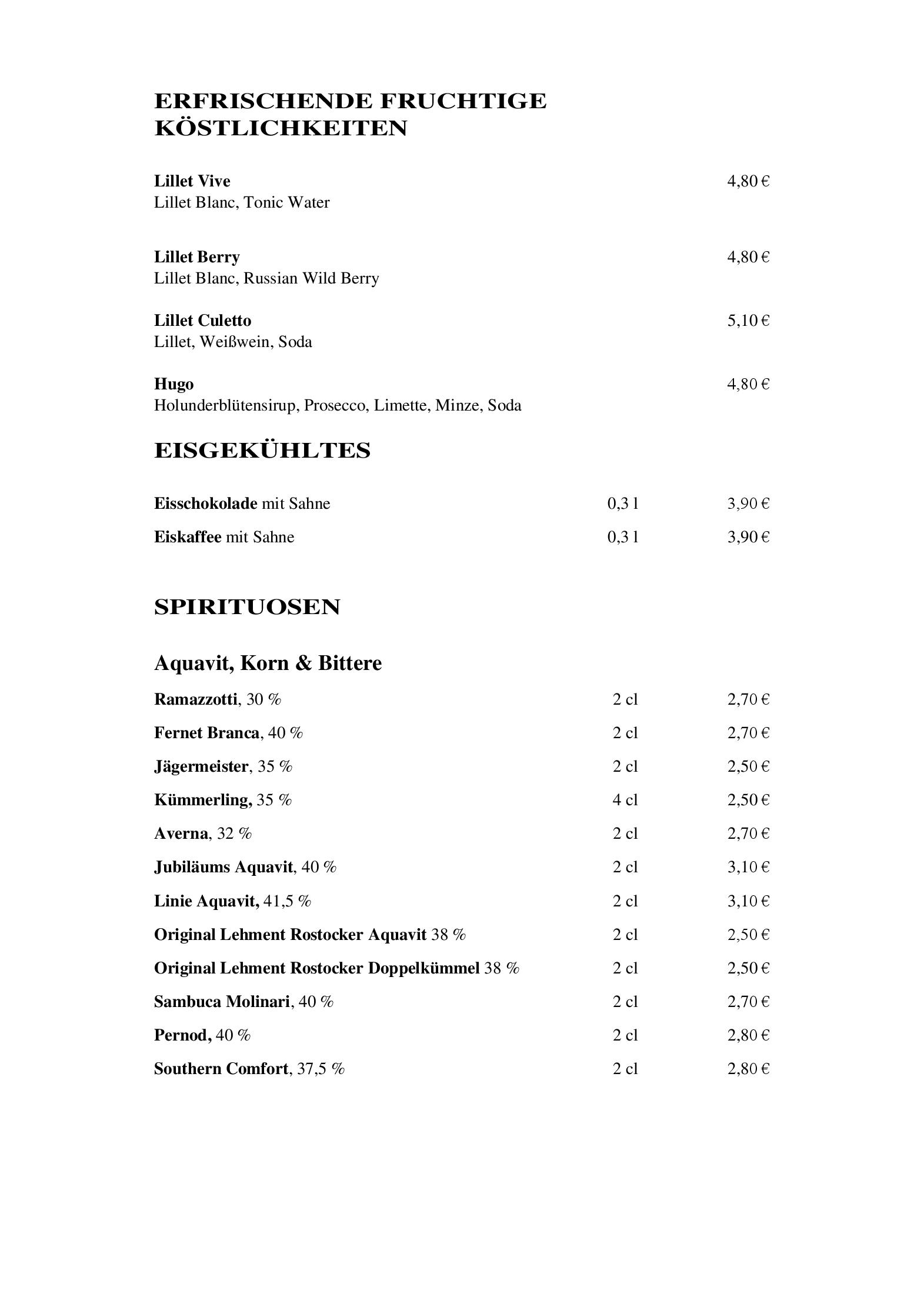 Speisekarte Brasserie Stralsund in Stralsund, Seite 8