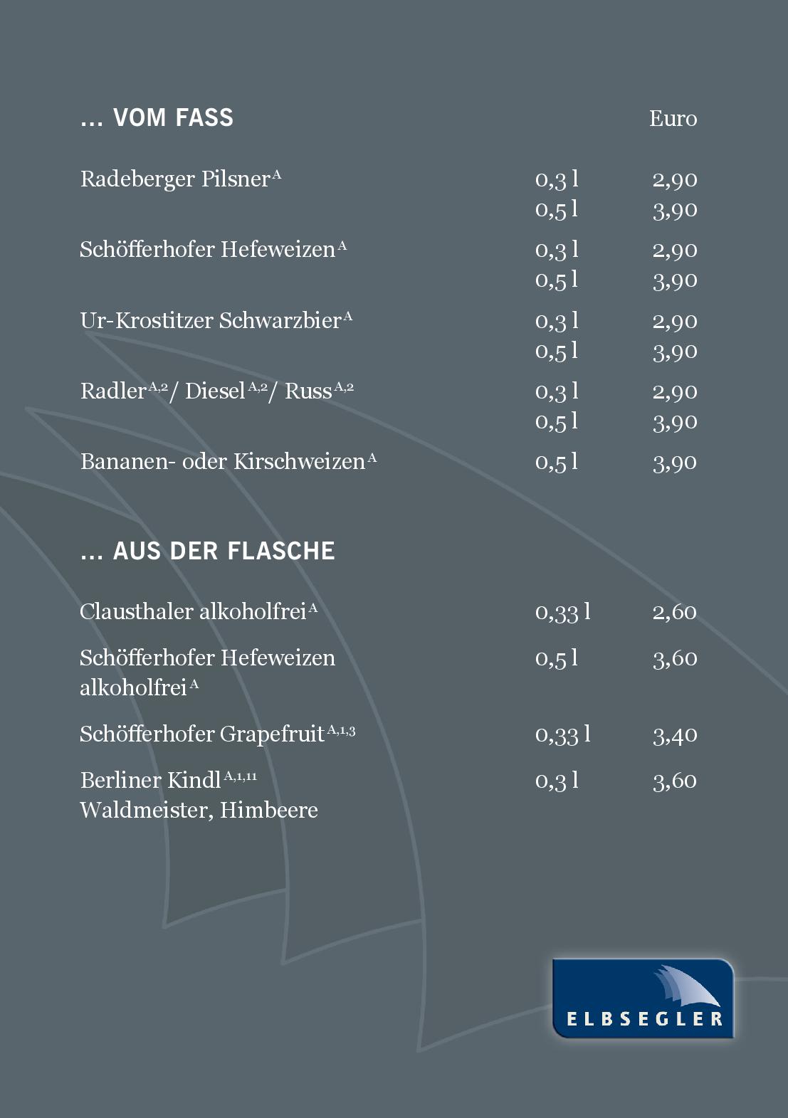 Speisekarte Biergarten Elbsegler in Dresden, Seite 5