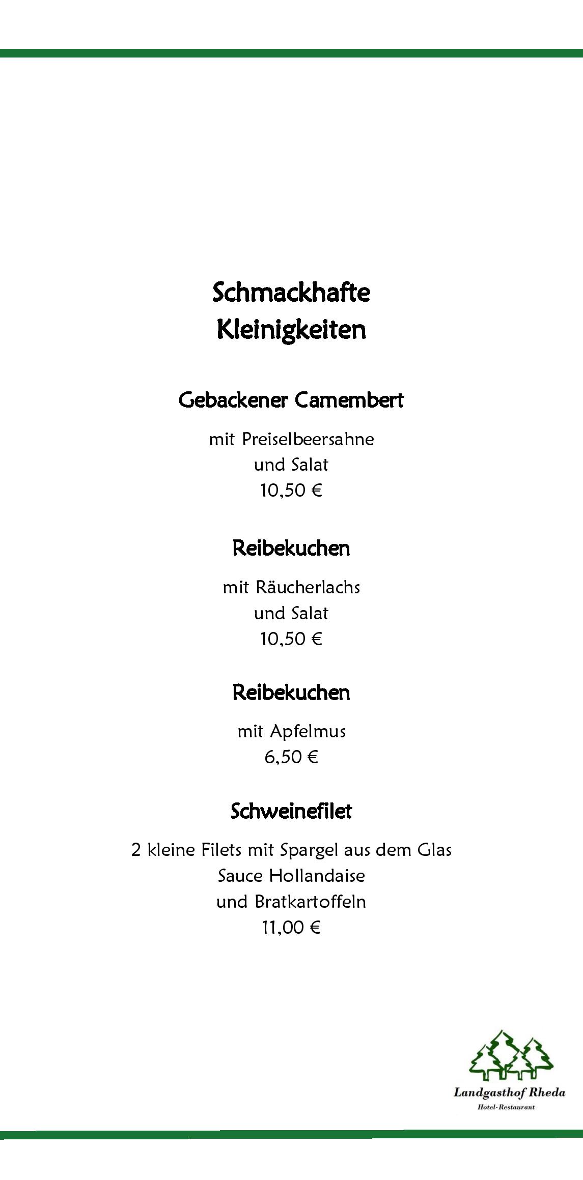 Speisekarte  Landgasthof Rheda in Rheda-Wiedenbrück, Seite 4