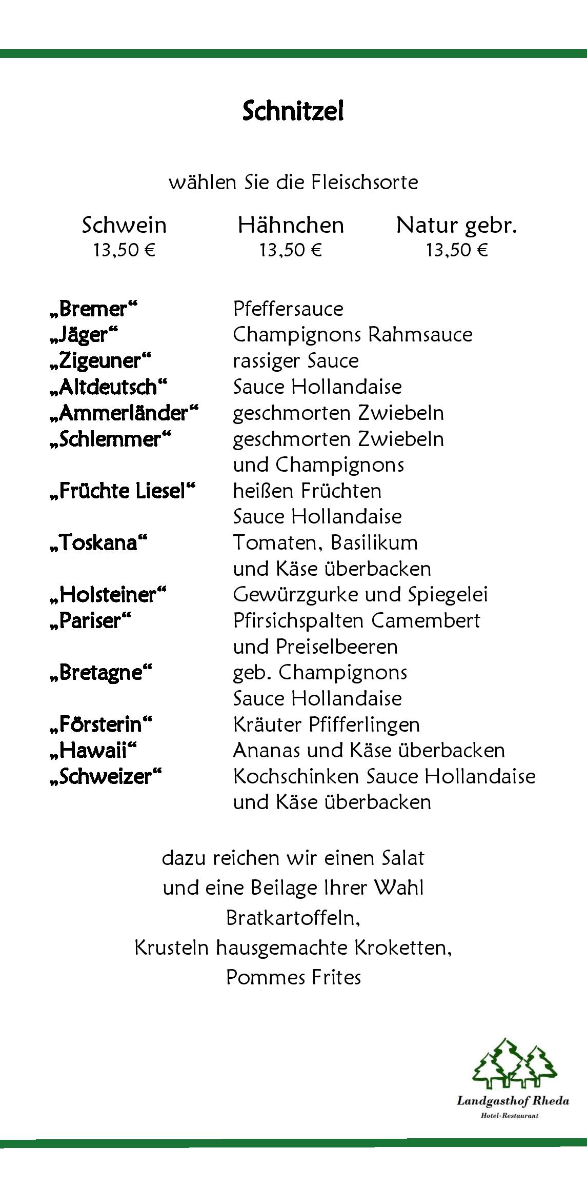 Speisekarte  Landgasthof Rheda in Rheda-Wiedenbrück, Seite 5