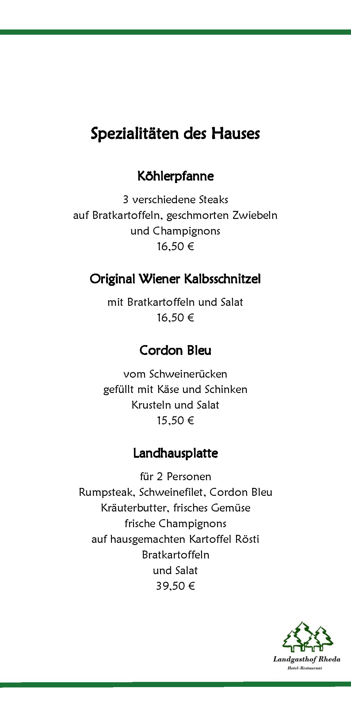 Speisekarte  Landgasthof Rheda in Rheda-Wiedenbrück, Seite 7