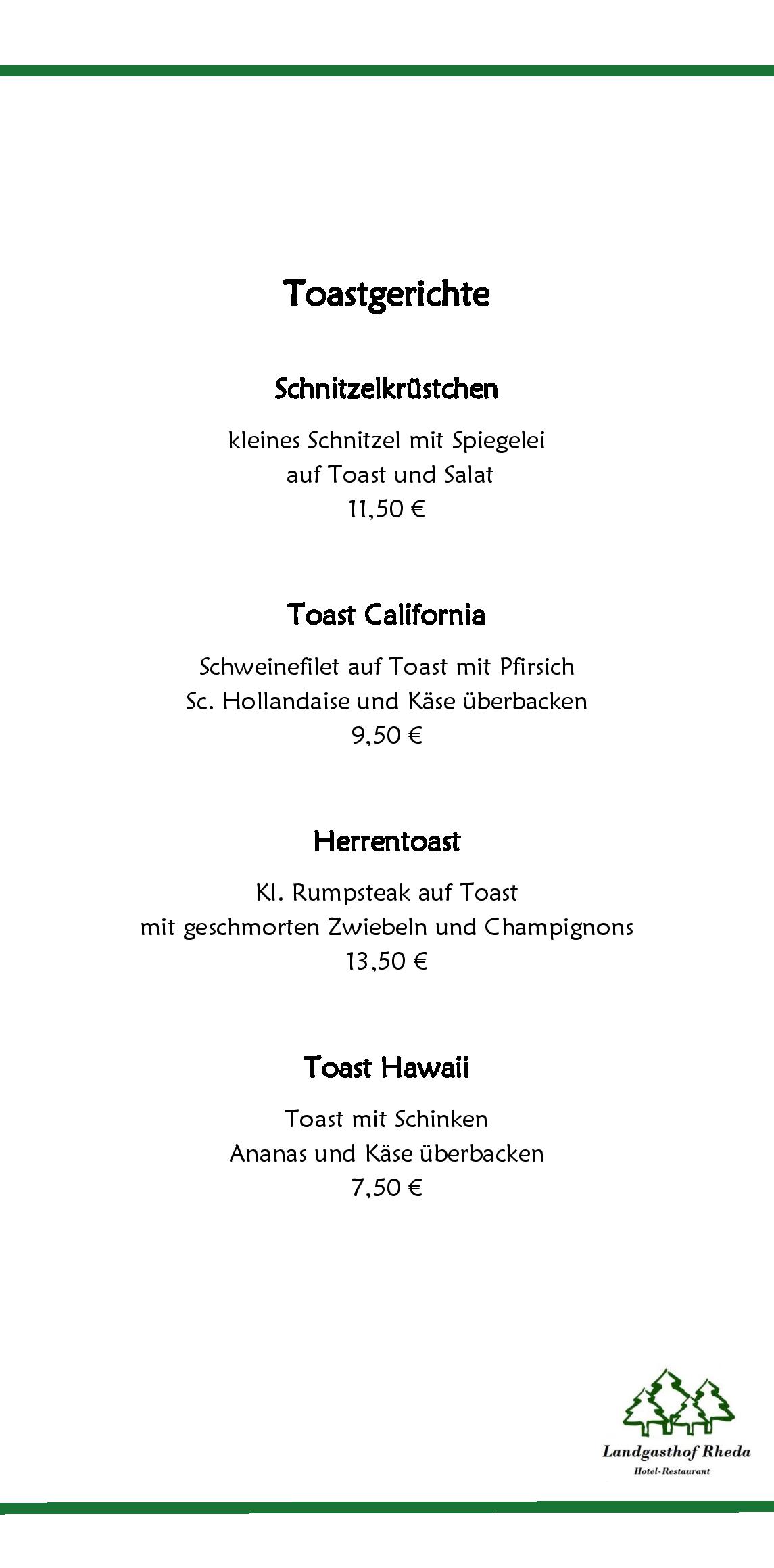 Speisekarte  Landgasthof Rheda in Rheda-Wiedenbrück, Seite 8