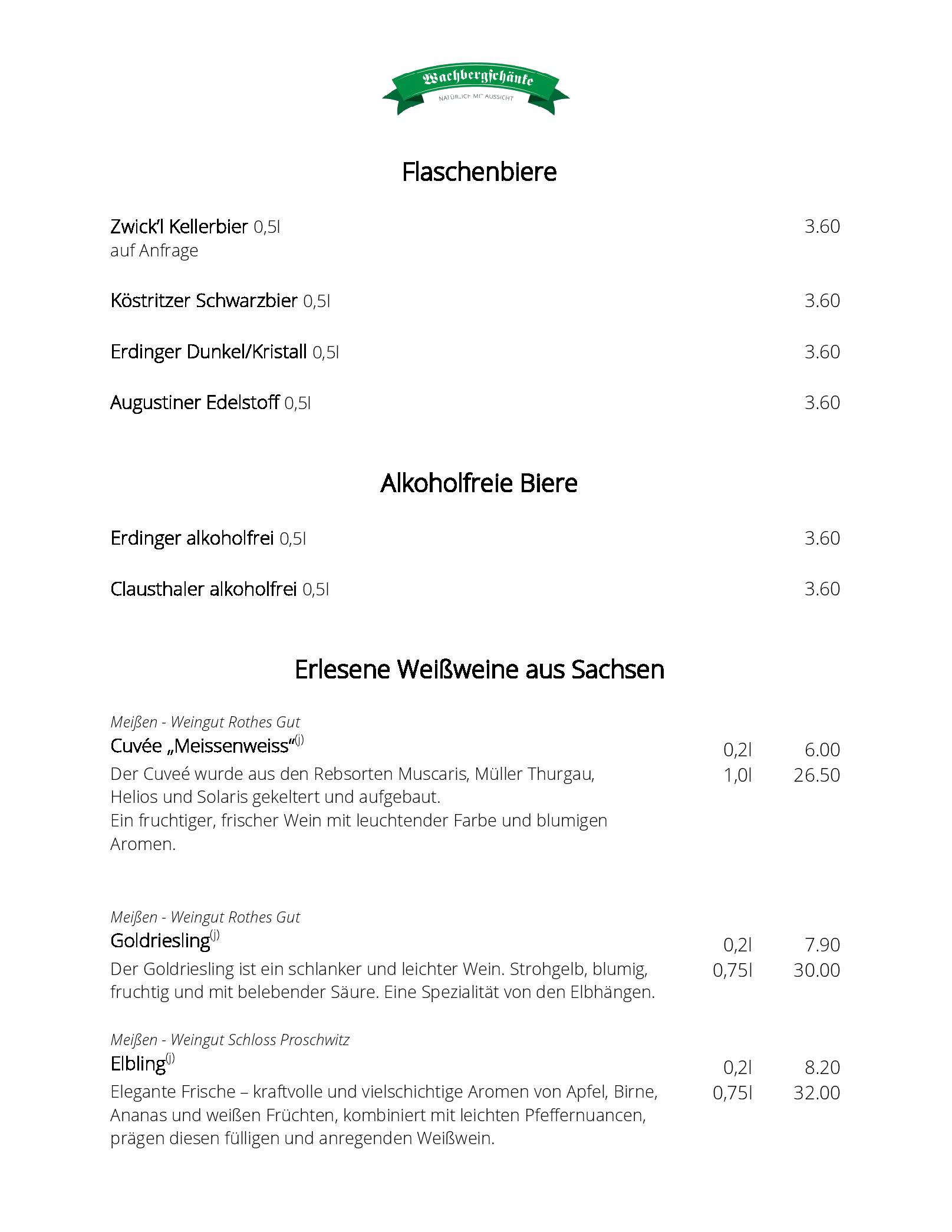 Speisekarte Wachbergschänke in Dresden, Seite 8