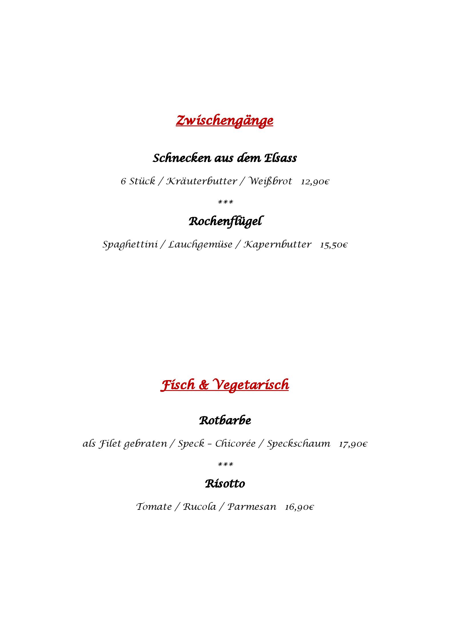 Speisekarte Restaurant Bartmann´s Haus in Dillenburg, Seite 2