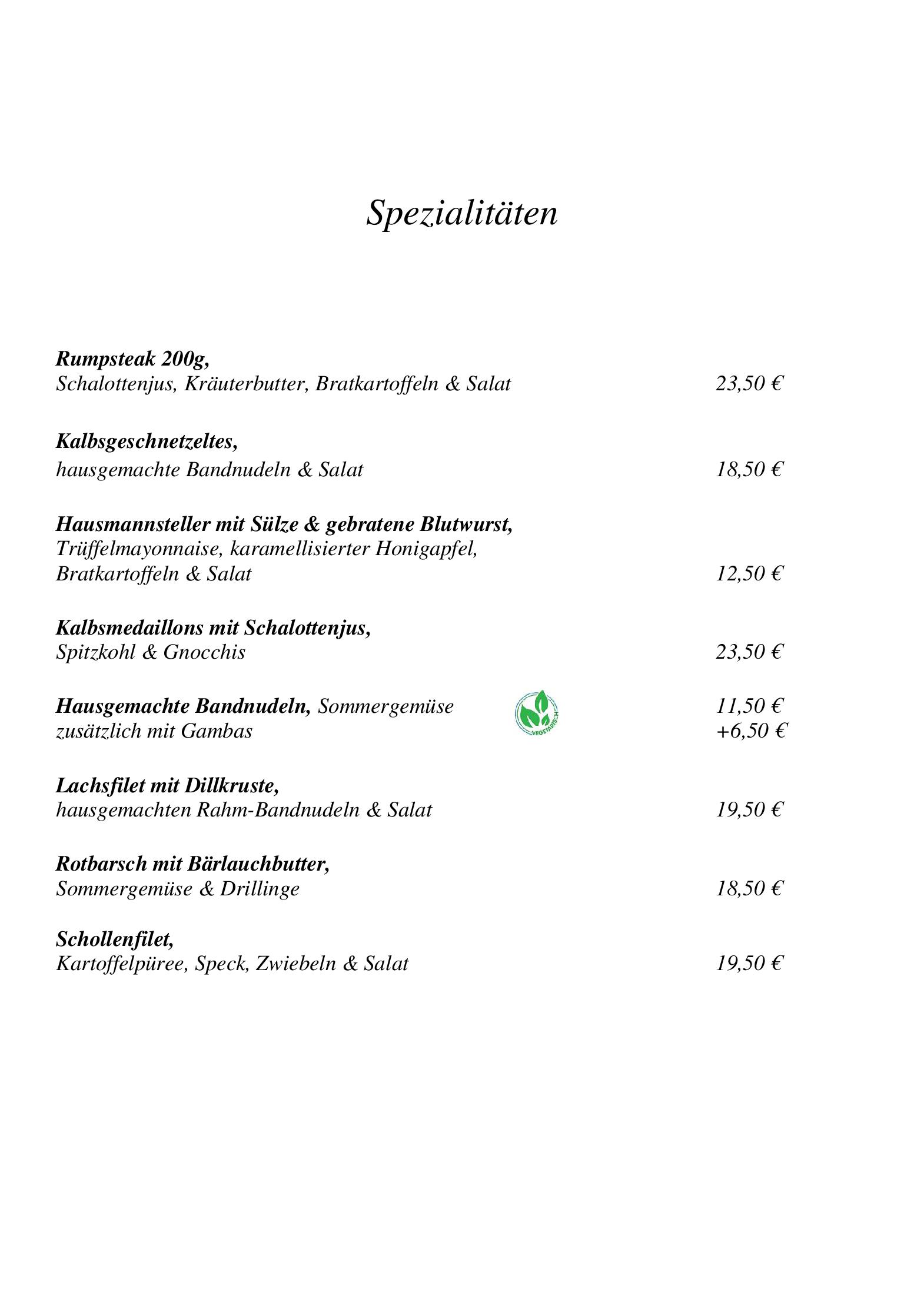 Speisekarte Hotel Restaurant An de Krüpe in Hattingen, Seite 3