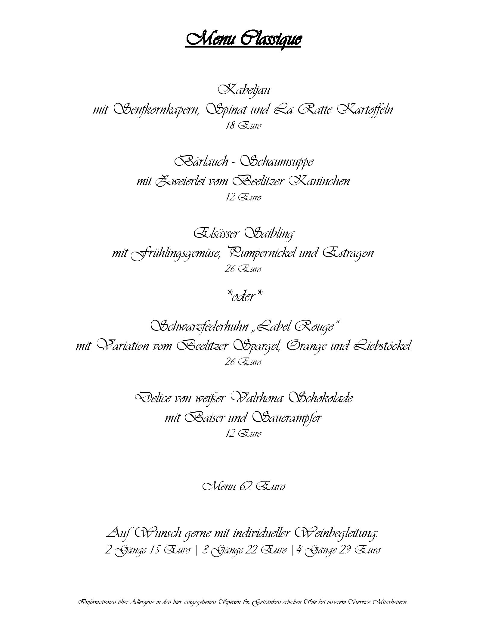 Speisekarte Juliette in Potsdam, Seite 2