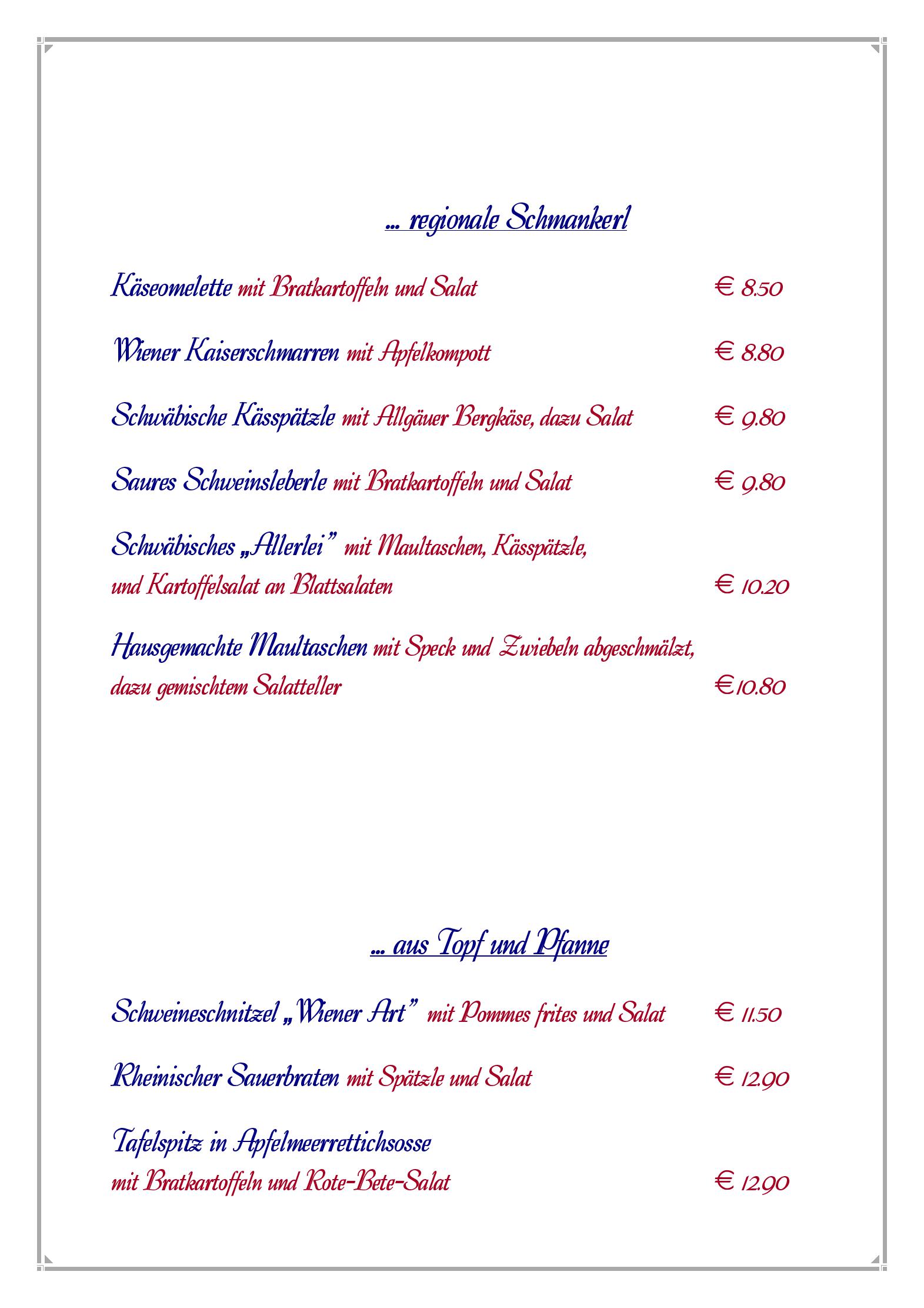 Speisekarte Hotel Walserhof in Wasserburg (Bodensee), Seite 7