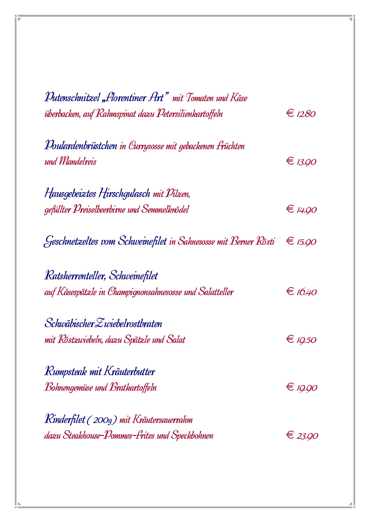Speisekarte Hotel Walserhof in Wasserburg (Bodensee), Seite 8