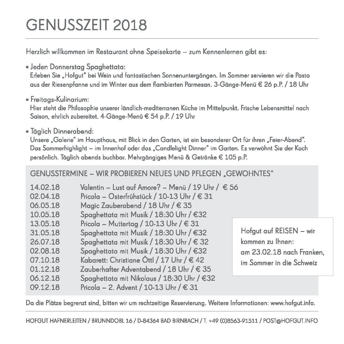 Speisekarte Hofgut Hafnerleiten in Bad Birnbach, Seite 2