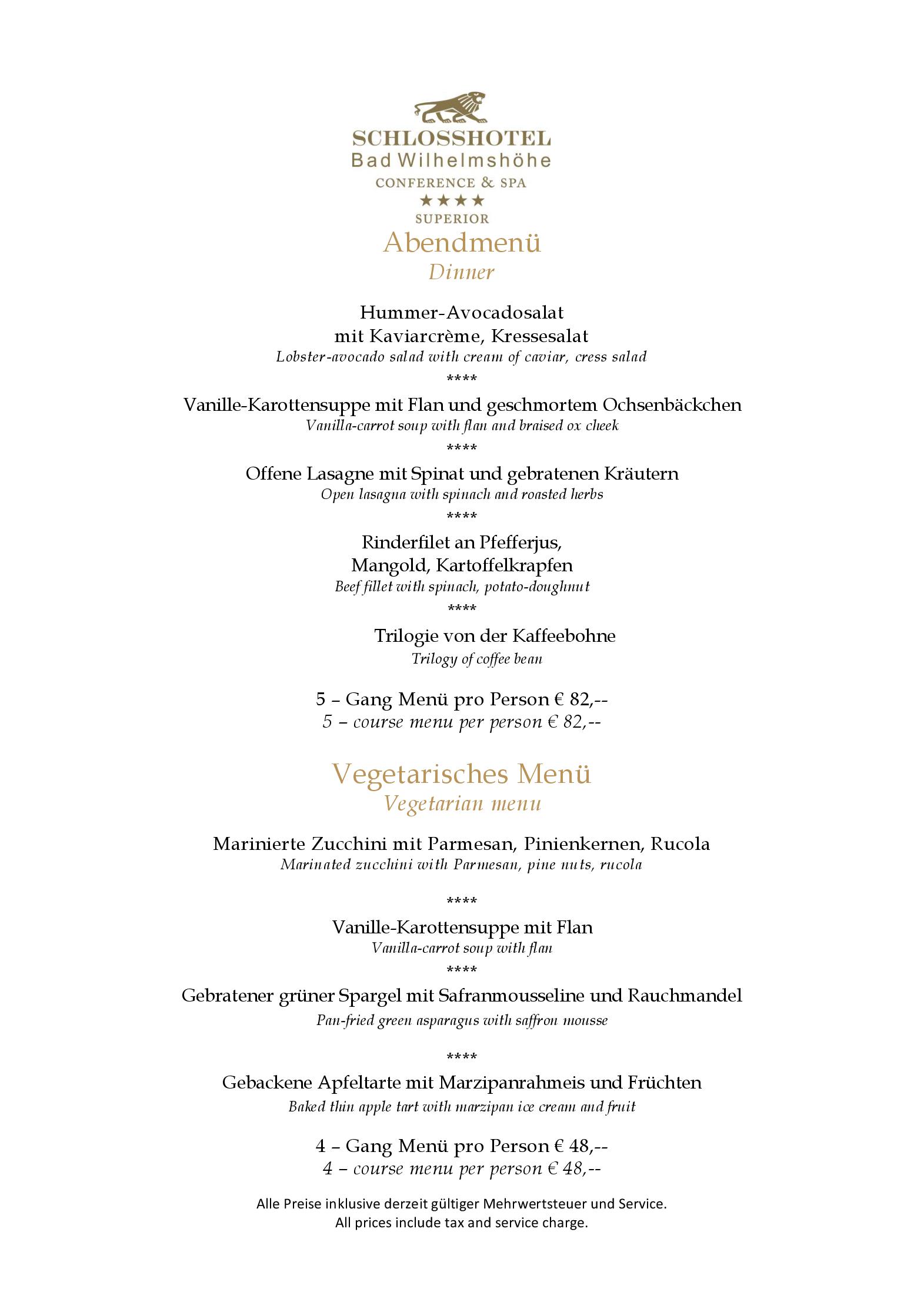 Speisekarte Restaurant Schlossblick im Schlosshotel Bad Wilhelmshöhe in Kassel, Seite 6