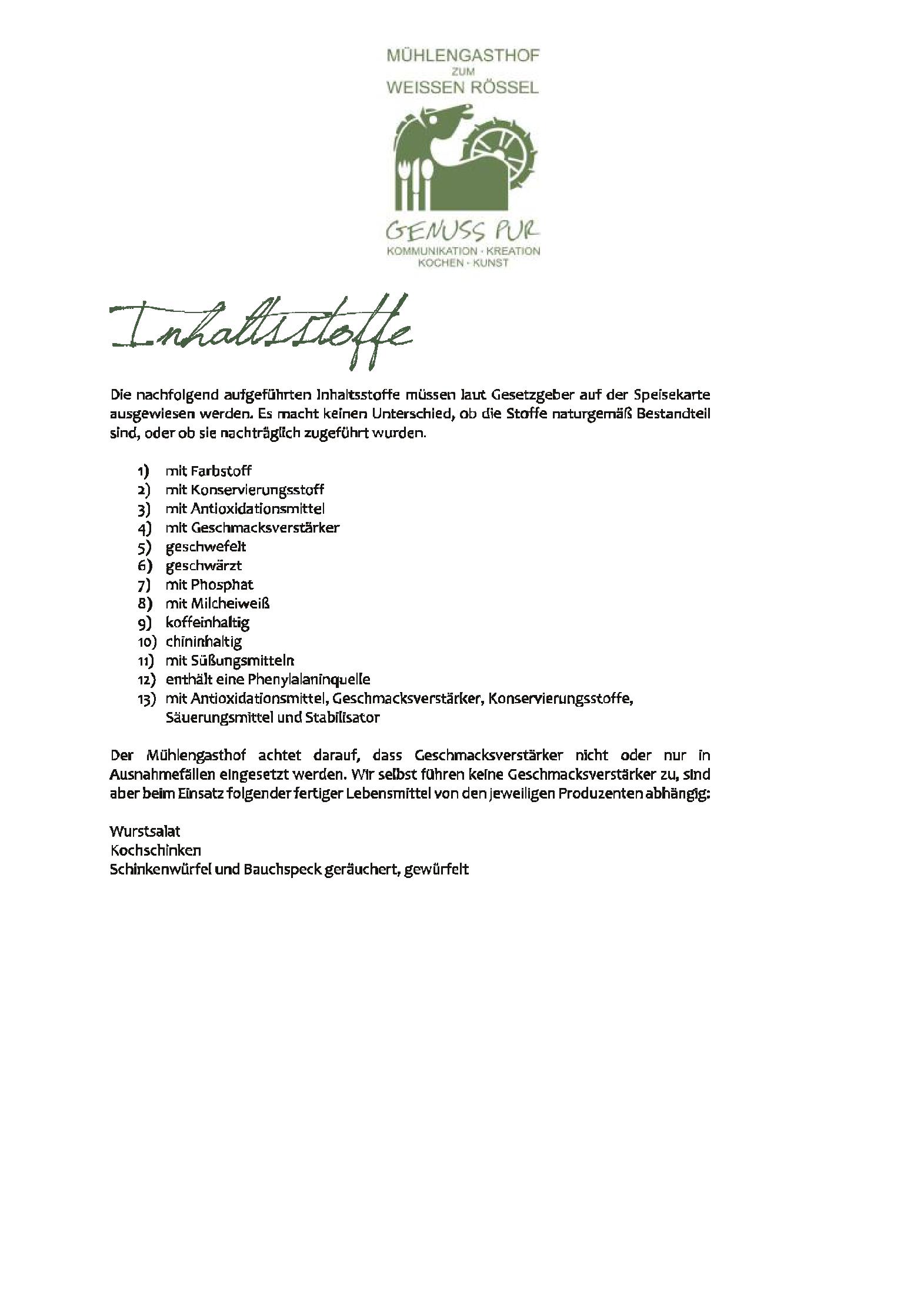 Speisekarte Mühlengasthof Zum Weißen Rössel in Dielheim, Seite 24