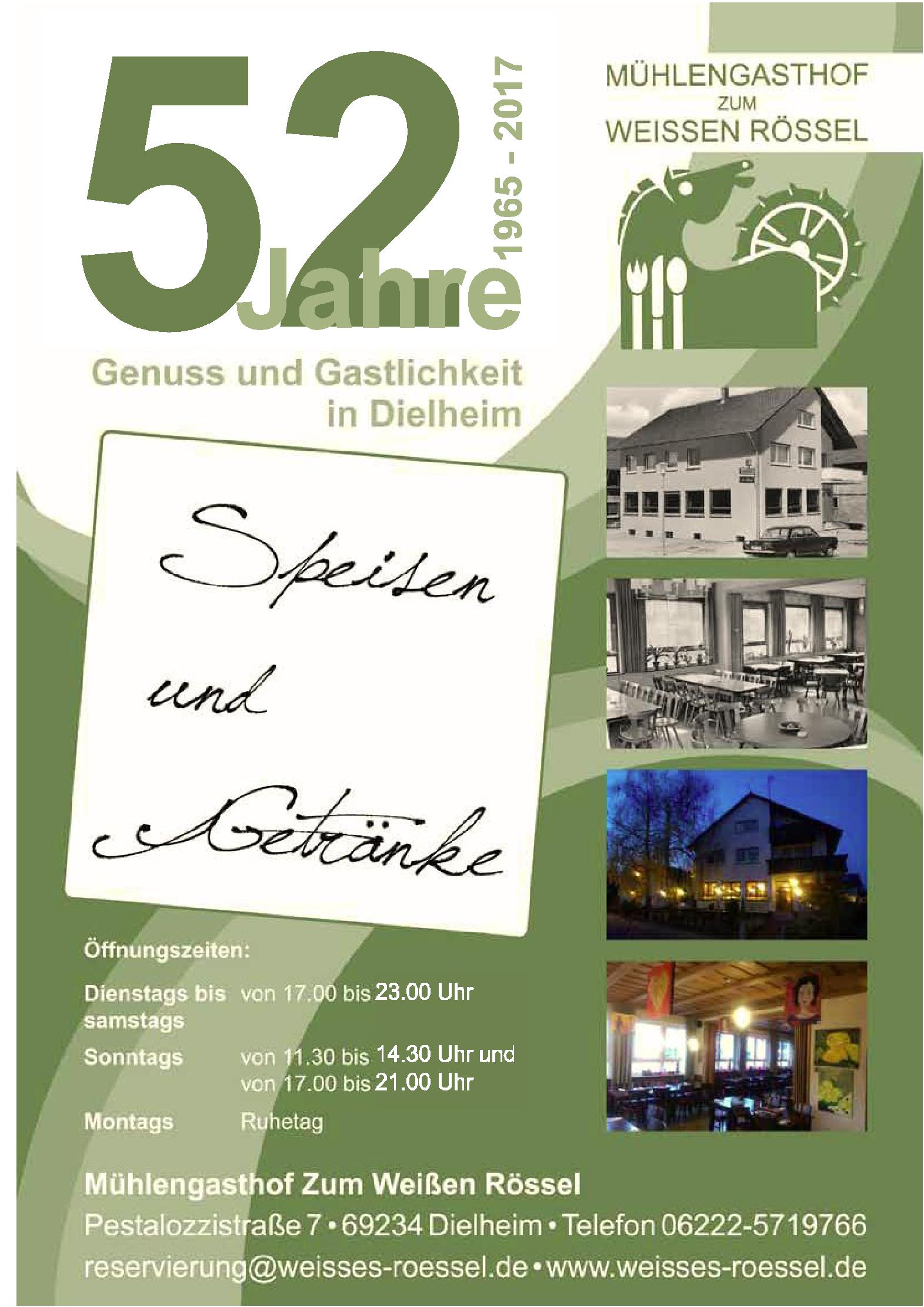Speisekarte Mühlengasthof Zum Weißen Rössel in Dielheim, Seite 27