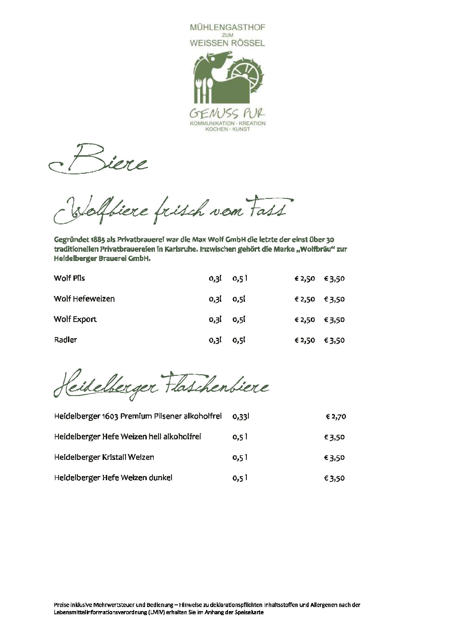 Speisekarte Mühlengasthof Zum Weißen Rössel in Dielheim, Seite 42
