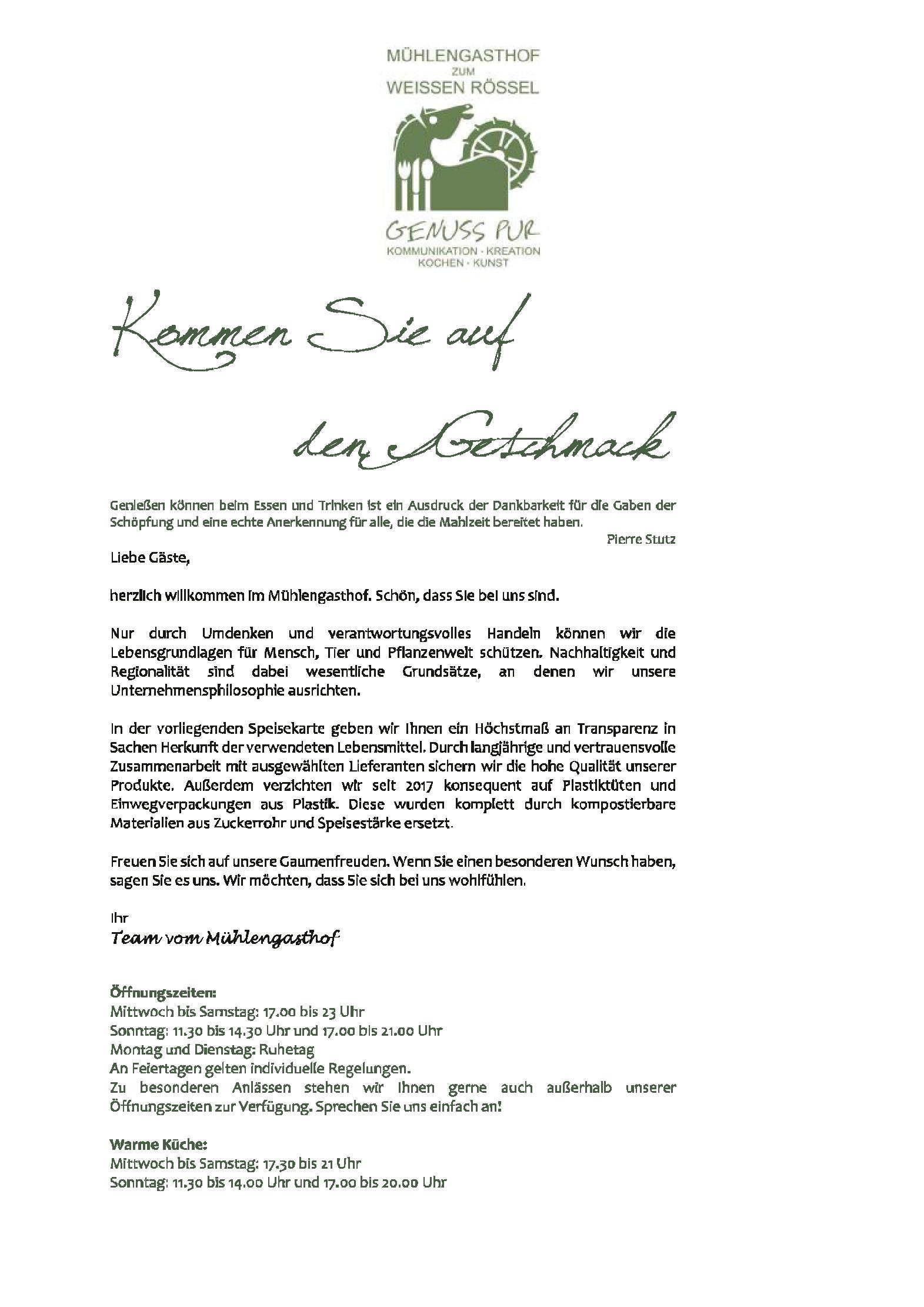 Speisekarte Mühlengasthof Zum Weißen Rössel in Dielheim, Seite 28