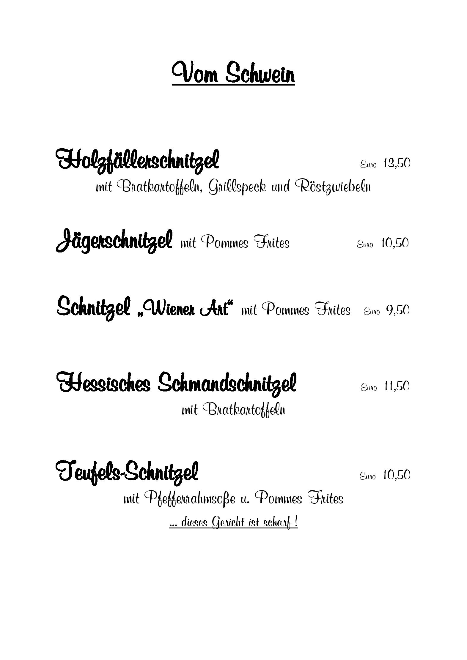 Speisekarte Landgasthaus Hotel Bonn *** Superior in Baunatal, Seite 9