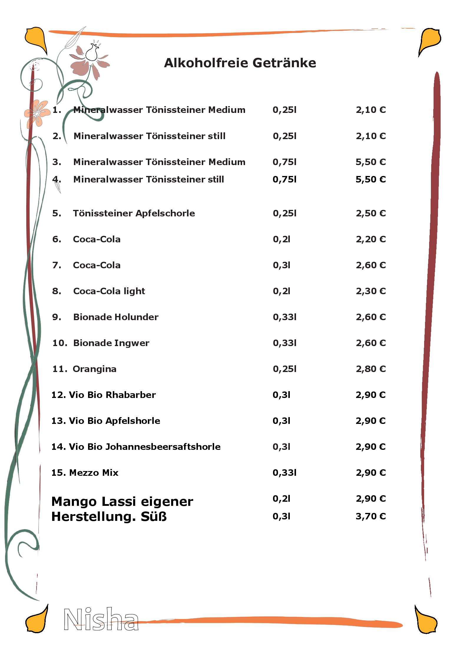 Speisekarte Nisha Restaurant in Bonn, Seite 12