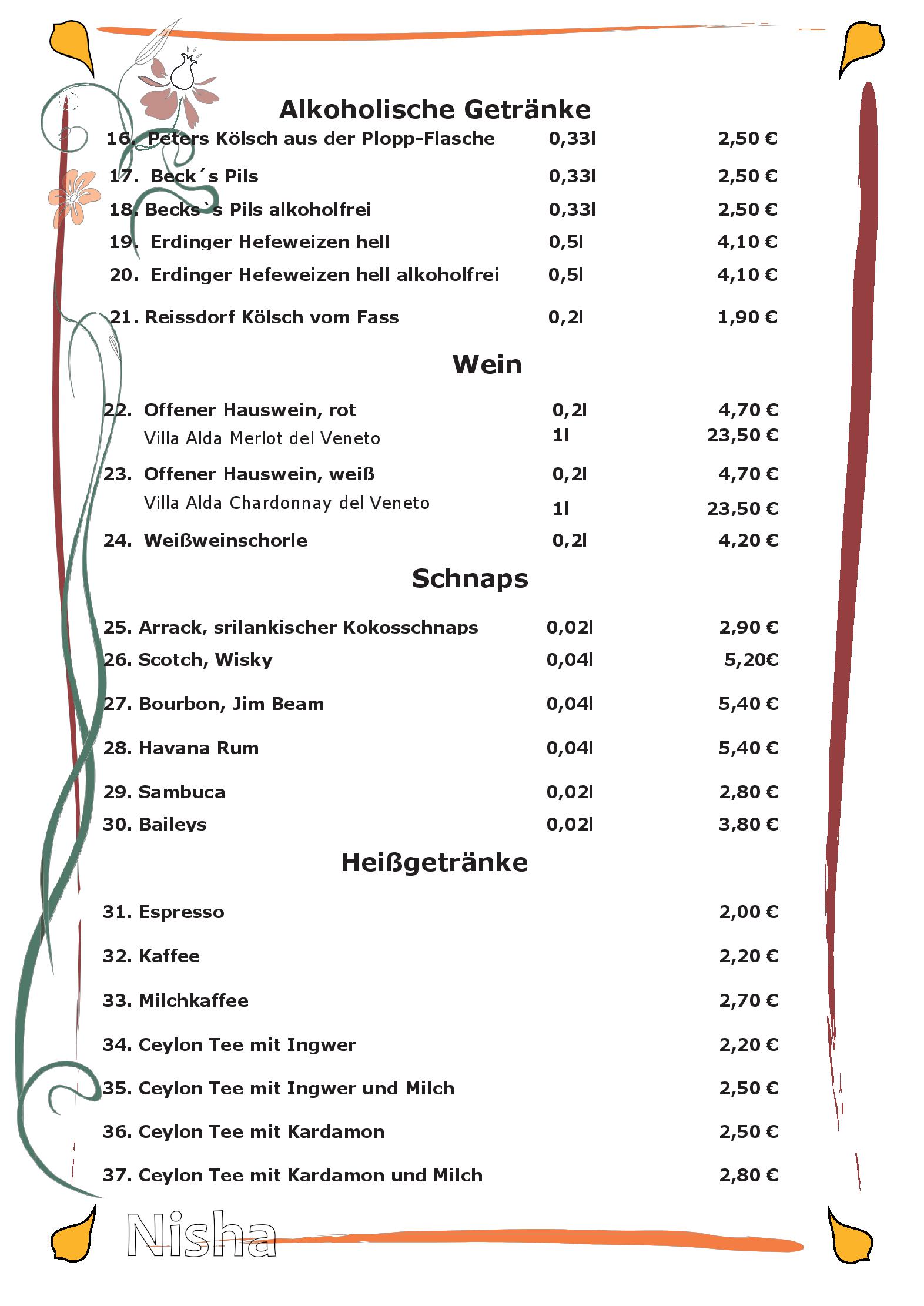 Speisekarte Nisha Restaurant in Bonn, Seite 13
