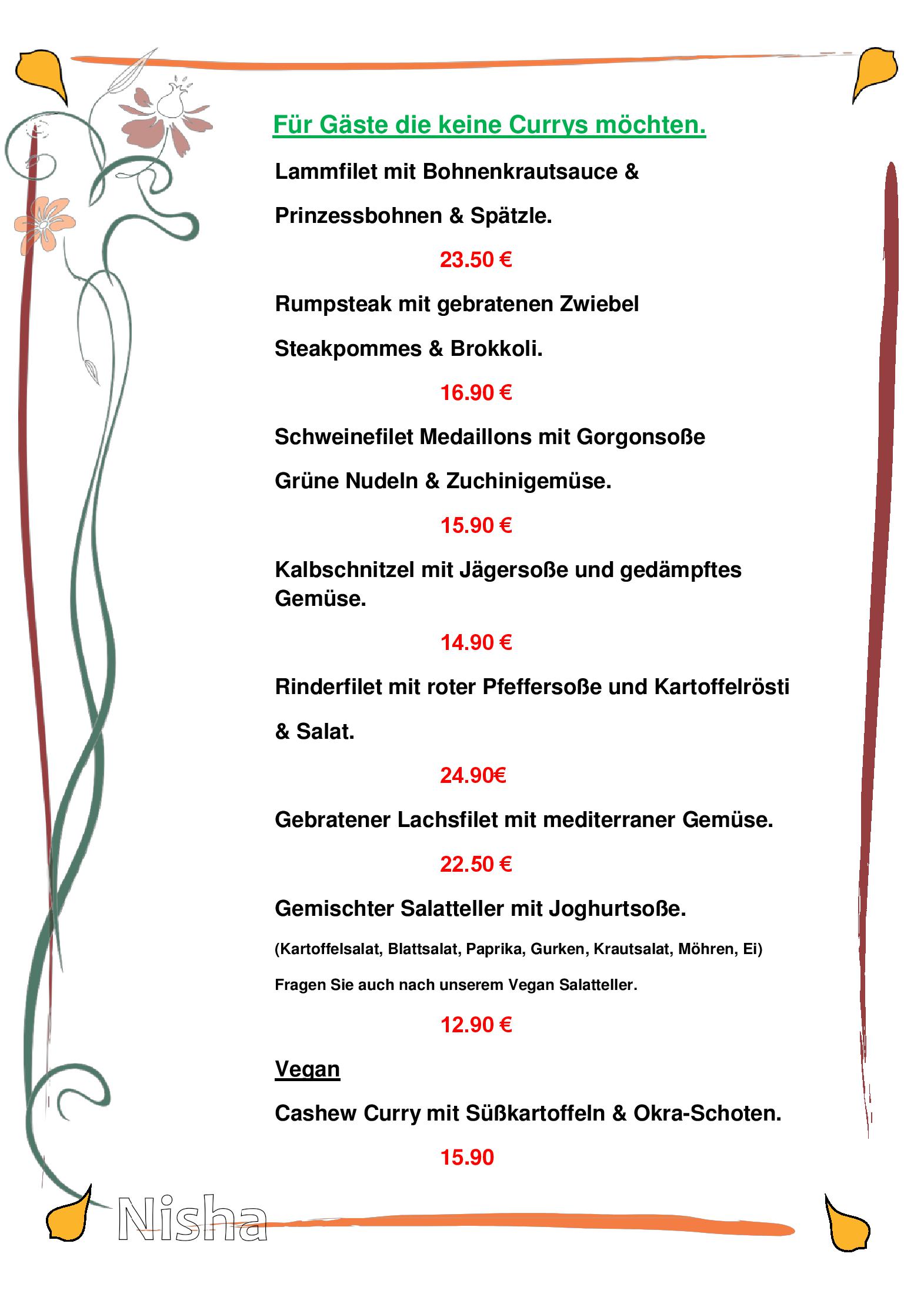 Speisekarte Nisha Restaurant in Bonn, Seite 15
