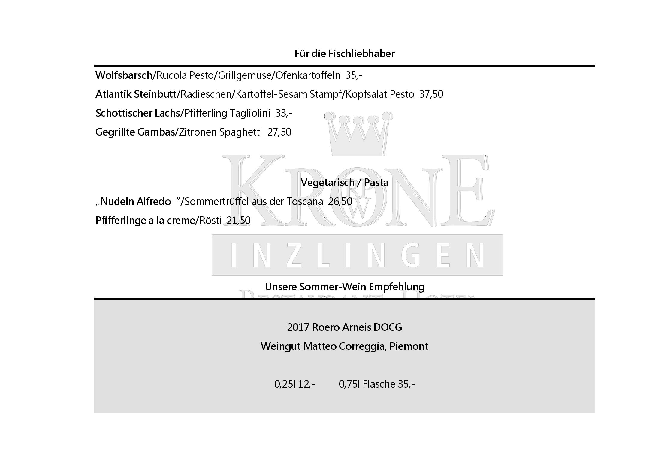 Speisekarte Restaurant Krone in Inzlingen, Seite 3