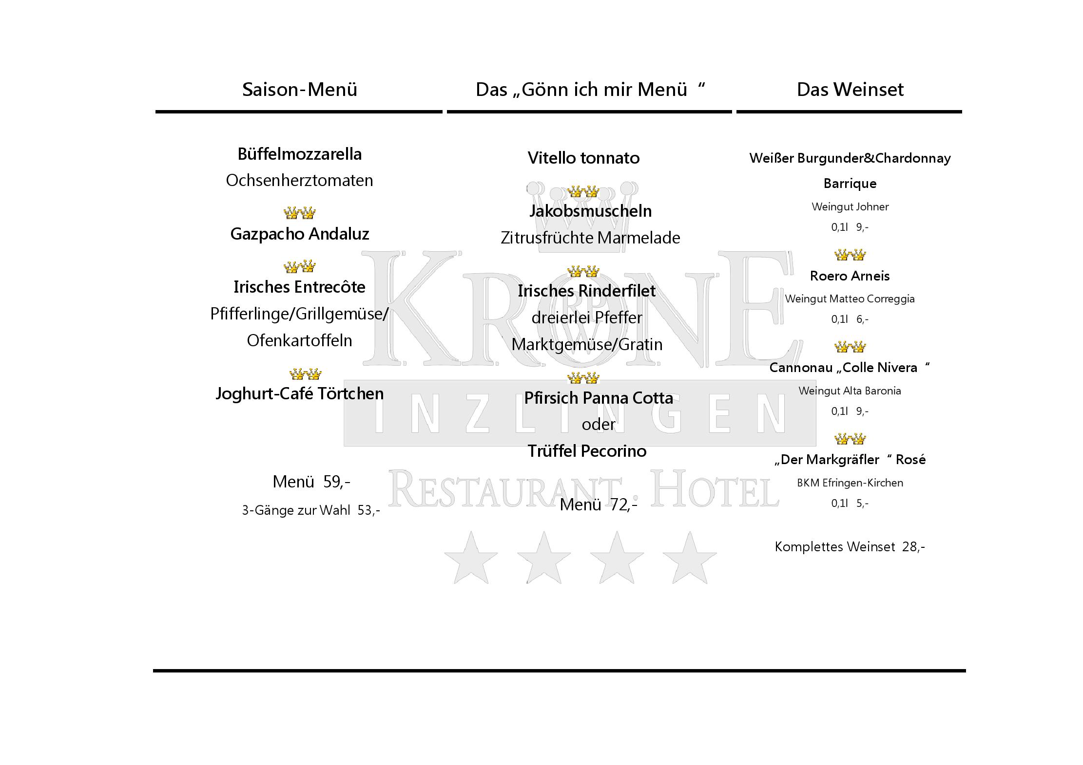 Speisekarte Restaurant Krone in Inzlingen, Seite 4