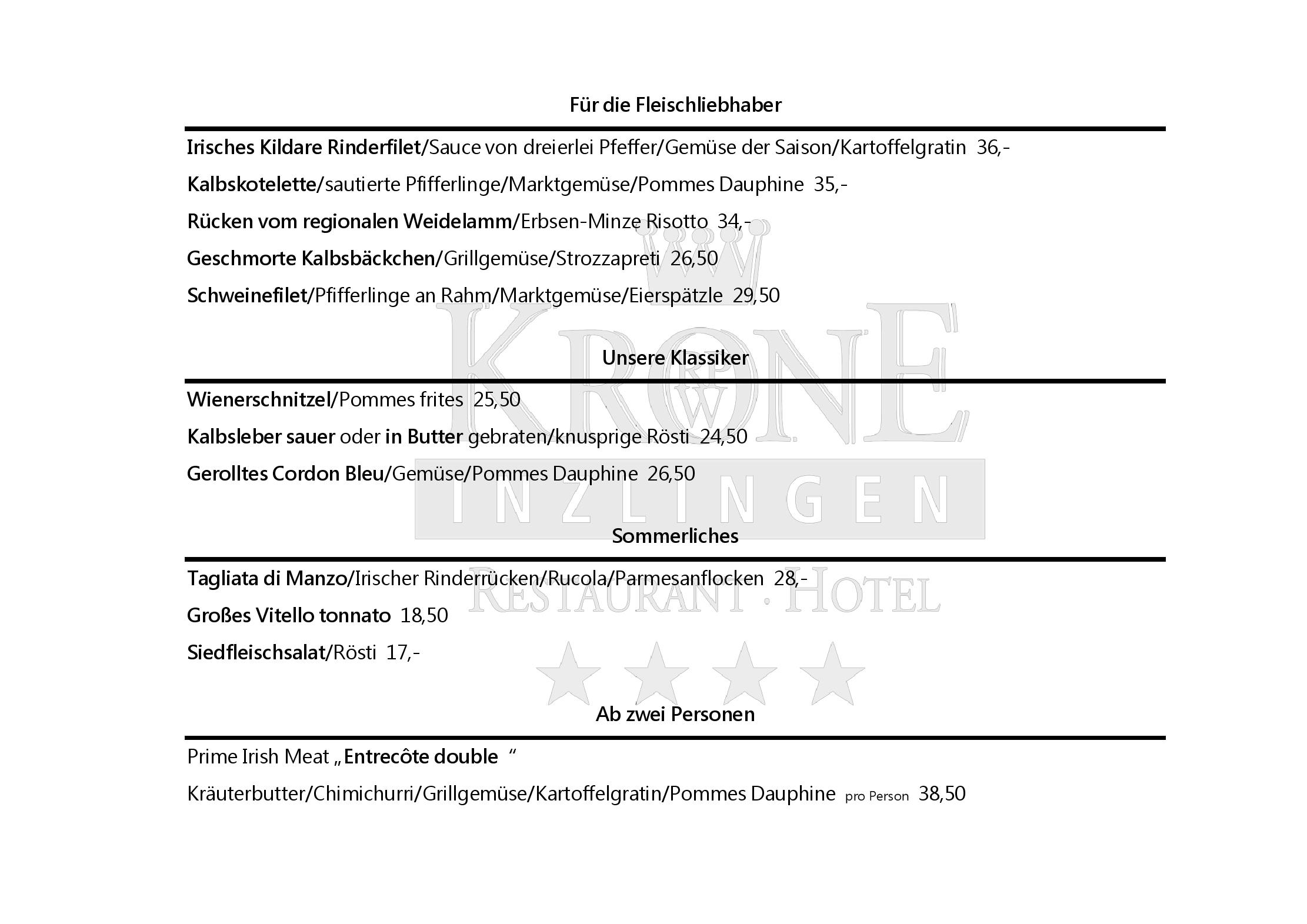 Speisekarte Restaurant Krone in Inzlingen, Seite 5