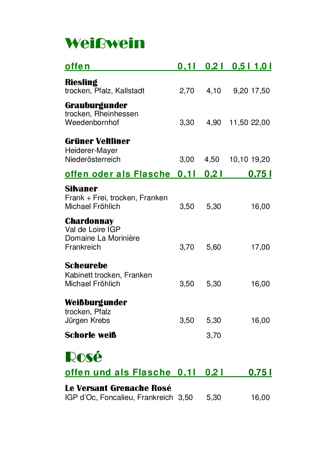 Speisekarte Belmundo in Berlin, Seite 3