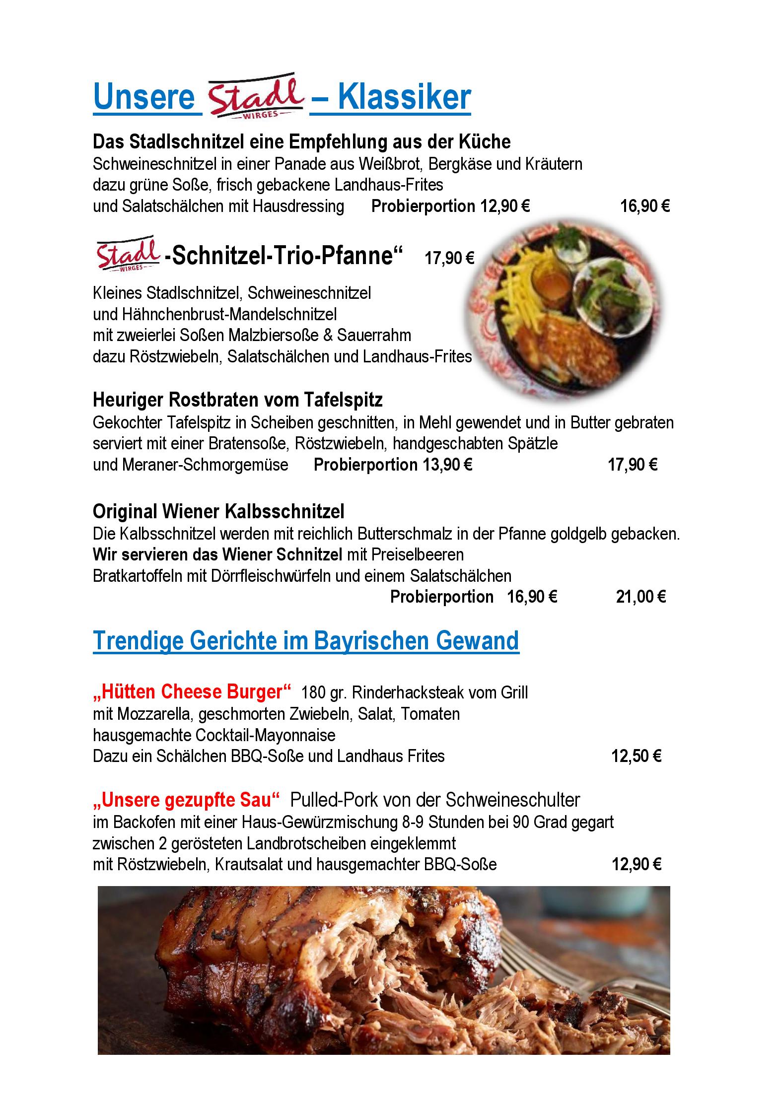 Speisekarte Stadl Wirges in Wirges, Seite 8