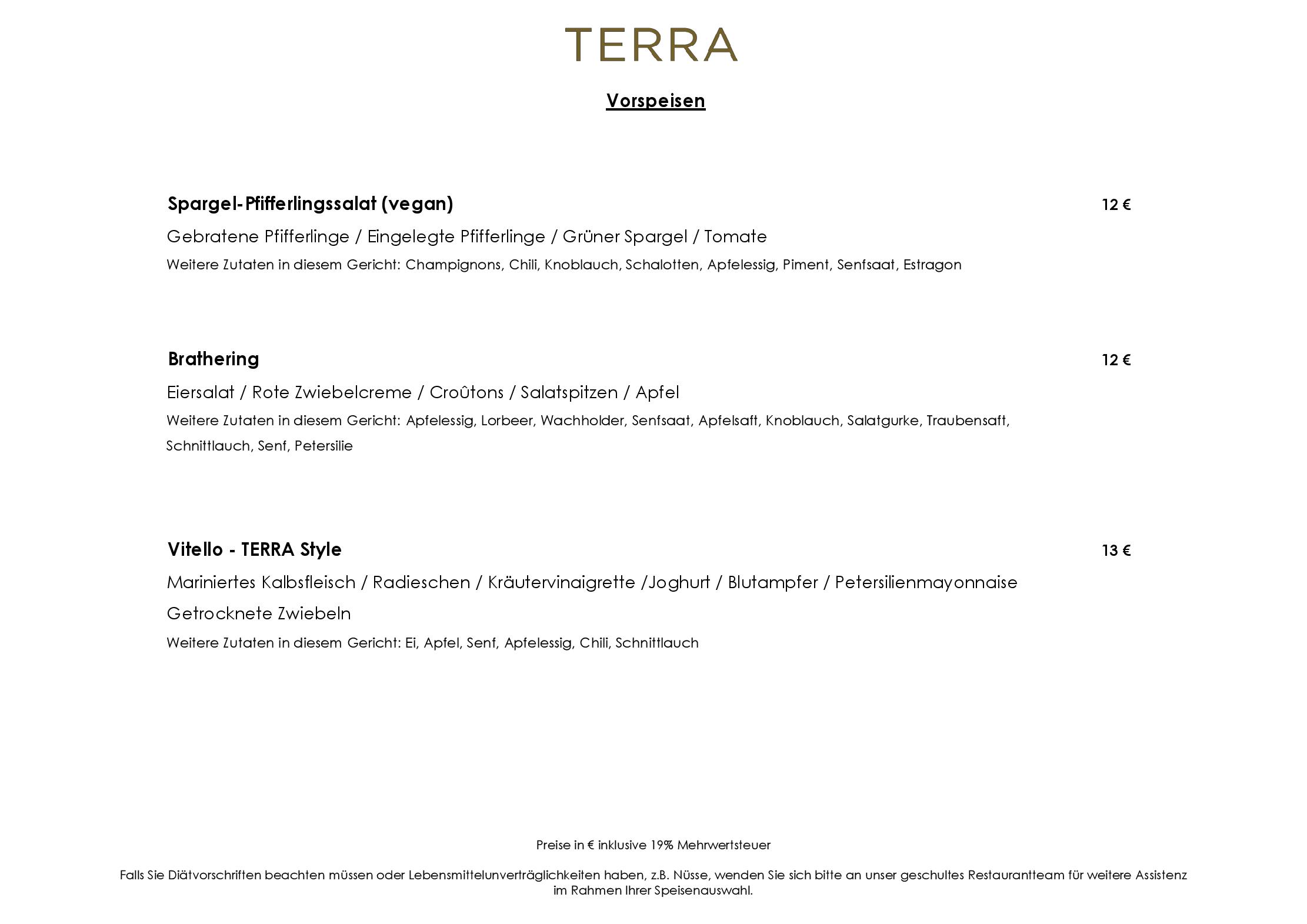 Speisekarte TERRA - The Ritz-Carlton, Wolfsburg in Wolfsburg, Seite 11