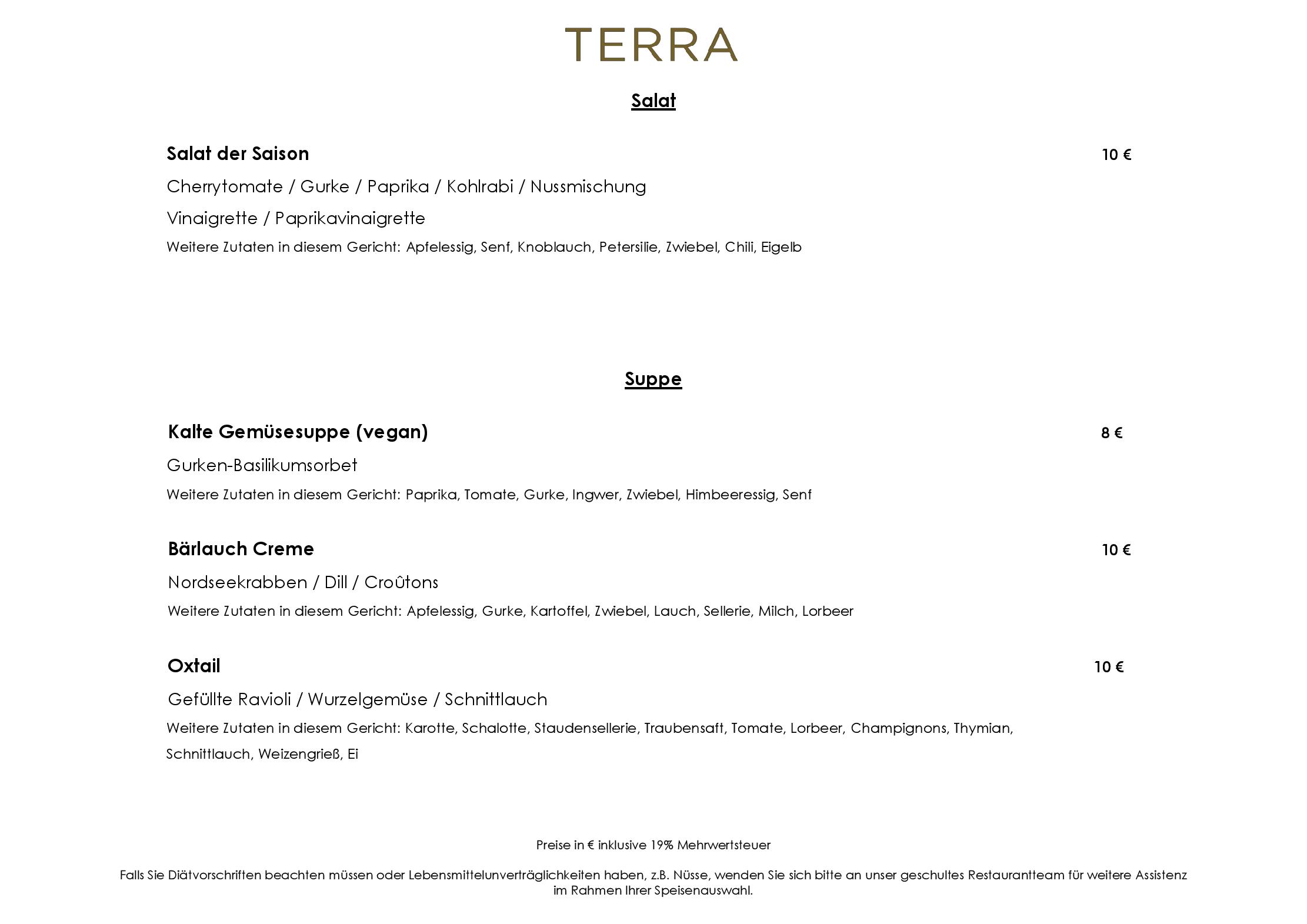 Speisekarte TERRA - The Ritz-Carlton, Wolfsburg in Wolfsburg, Seite 12