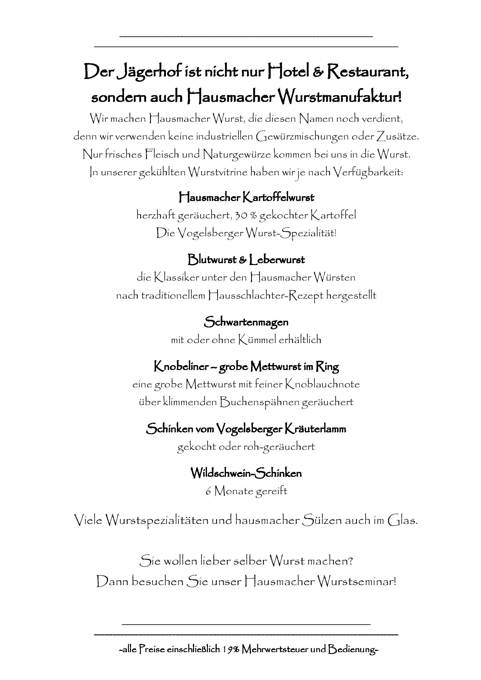 Speisekarte Landgasthaus Hotel Jägerhof in Lauterbach, Seite 7