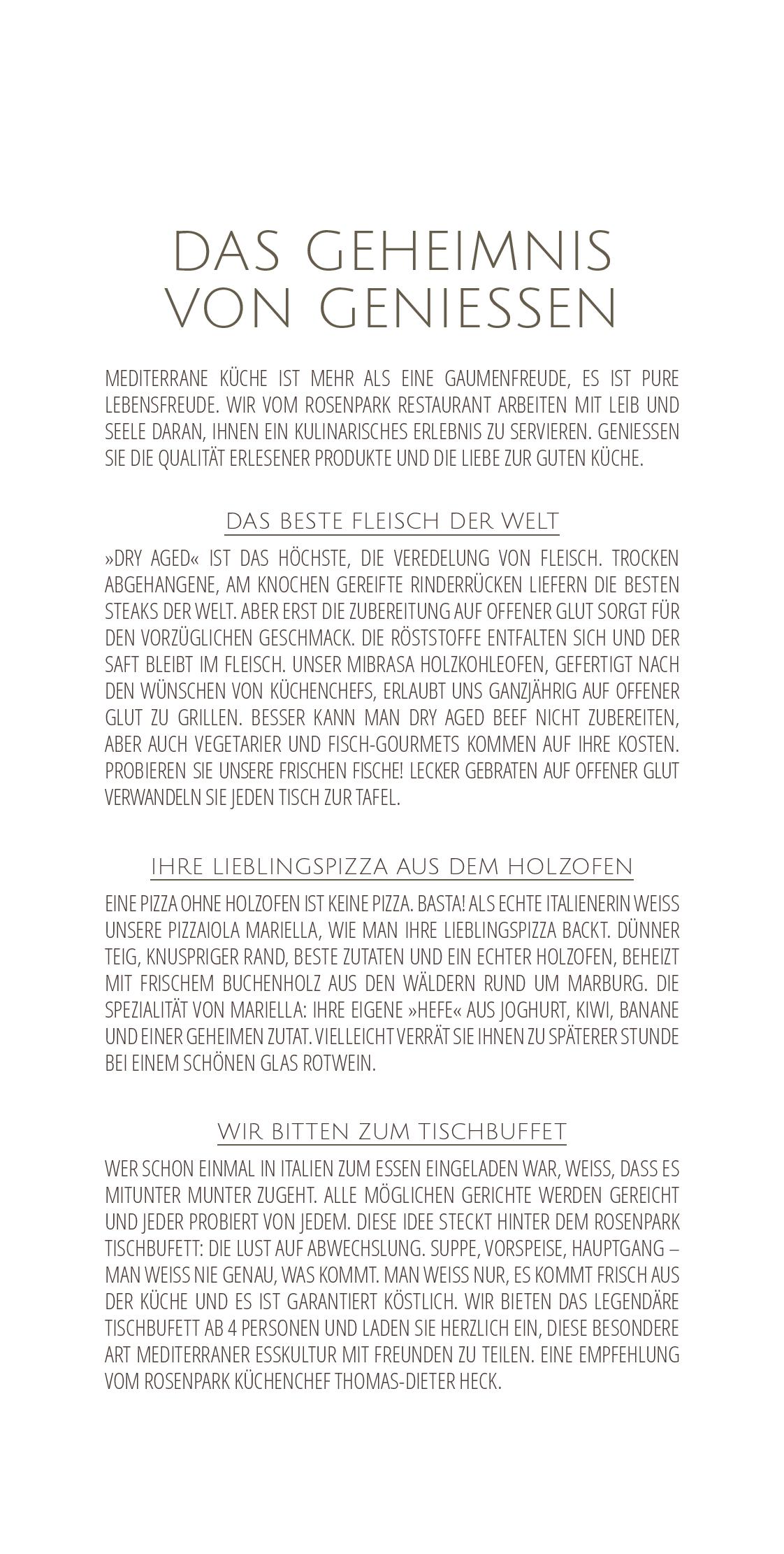Speisekarte Rosenpark Restaurant in Marburg, Seite 1
