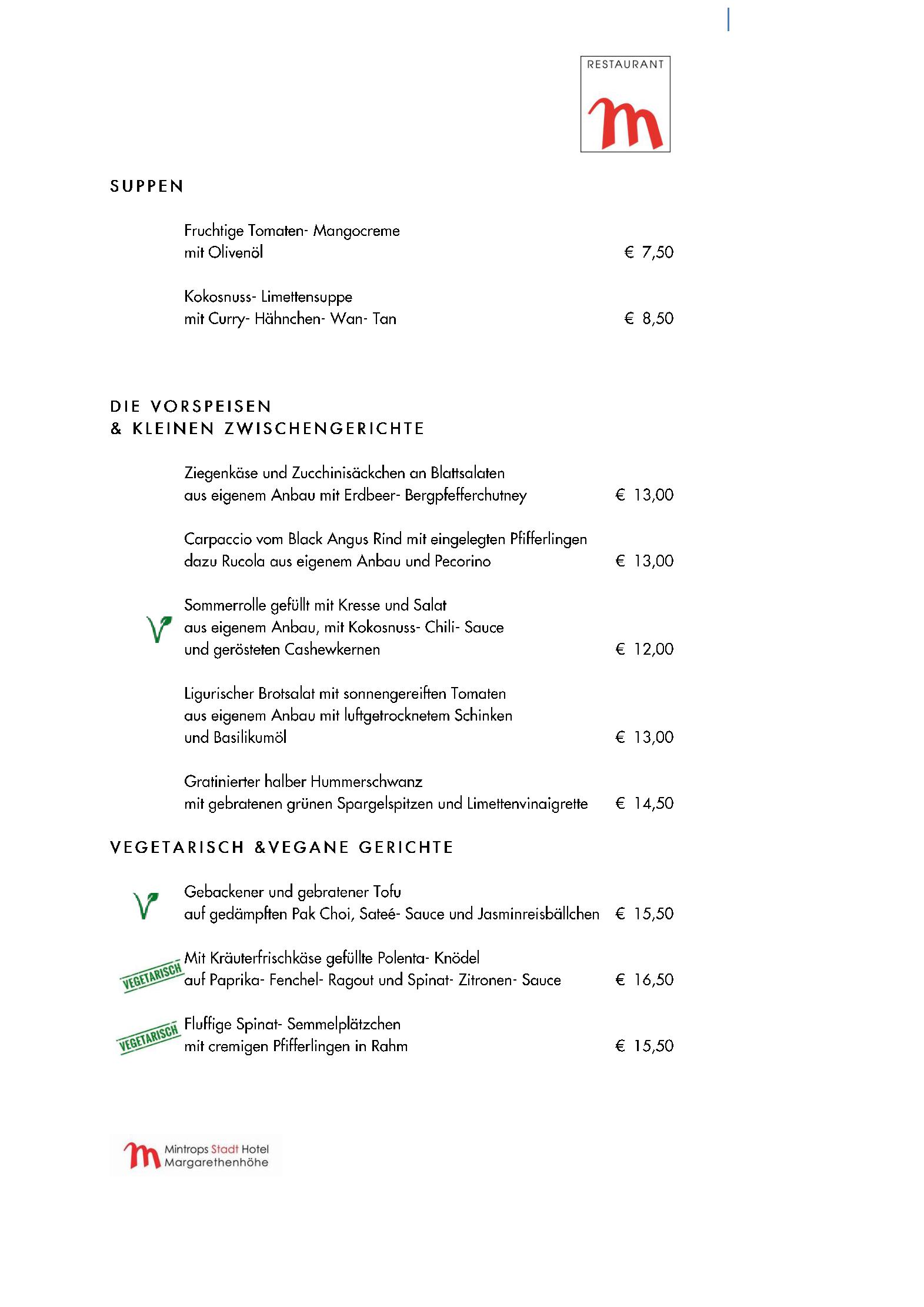 Speisekarte Mintrops Stadt Hotel - Restaurant M in Essen, Seite 4
