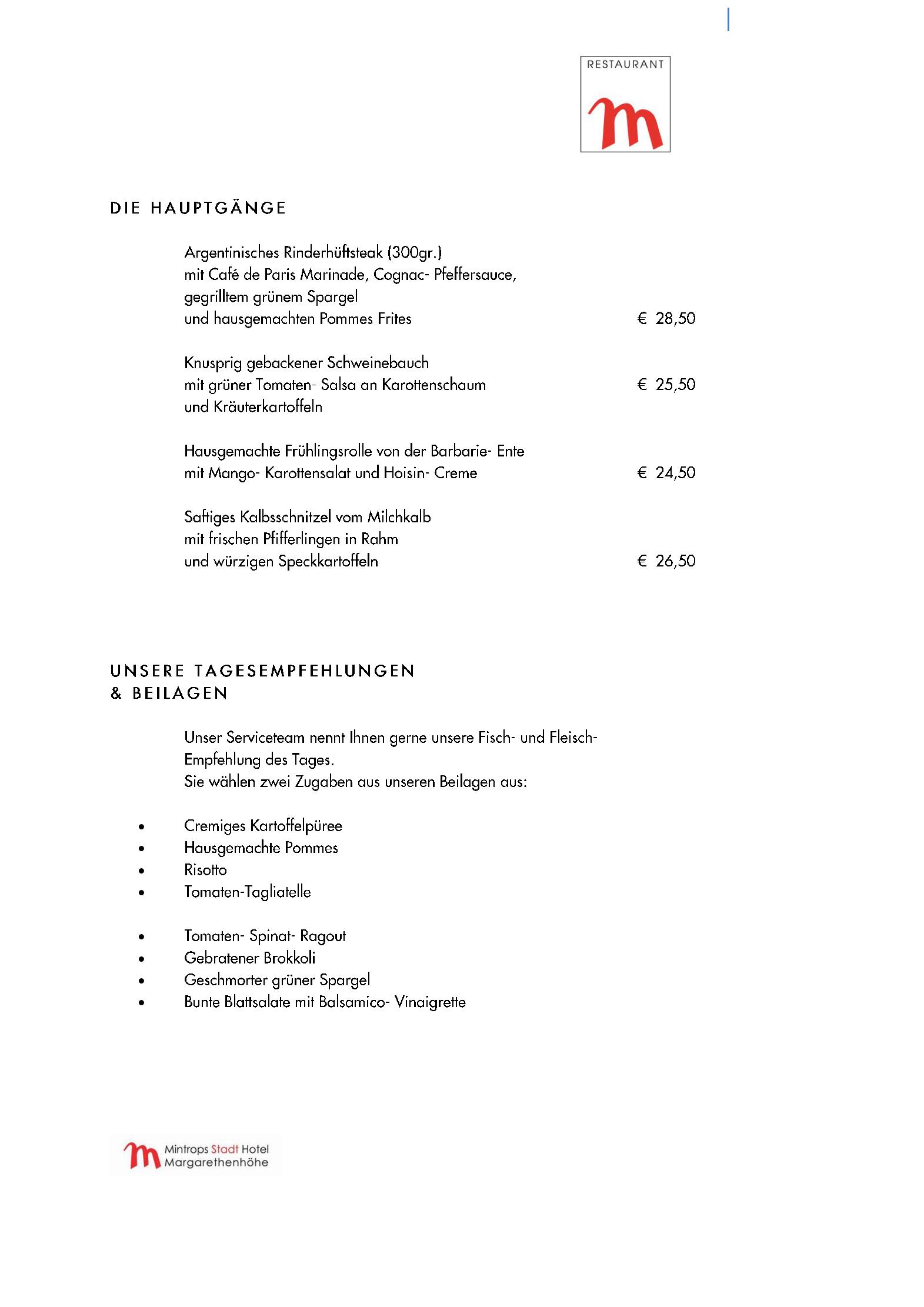 Speisekarte Mintrops Stadt Hotel - Restaurant M in Essen, Seite 5