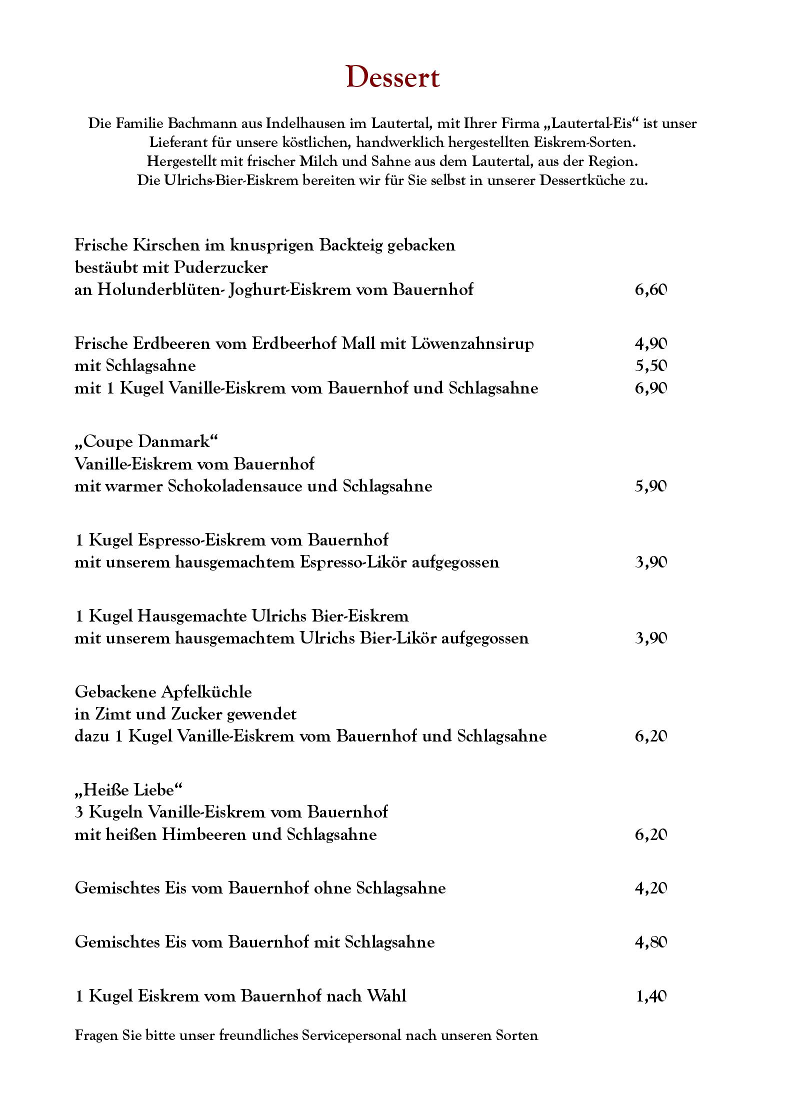Speisekarte Hotel-Restaurant Gasthof zum Ochsen in Ehingen, Seite 16